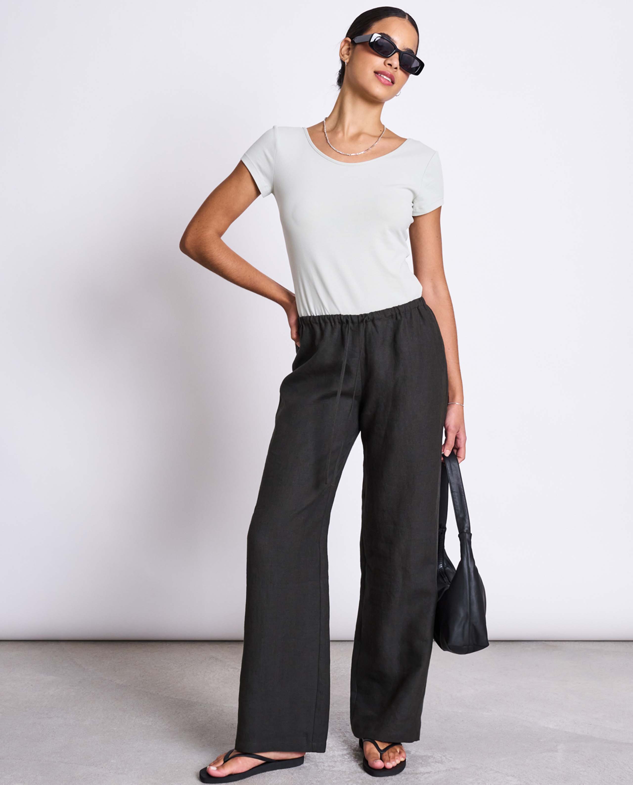 marché commun pantalon en lin noir jan n june