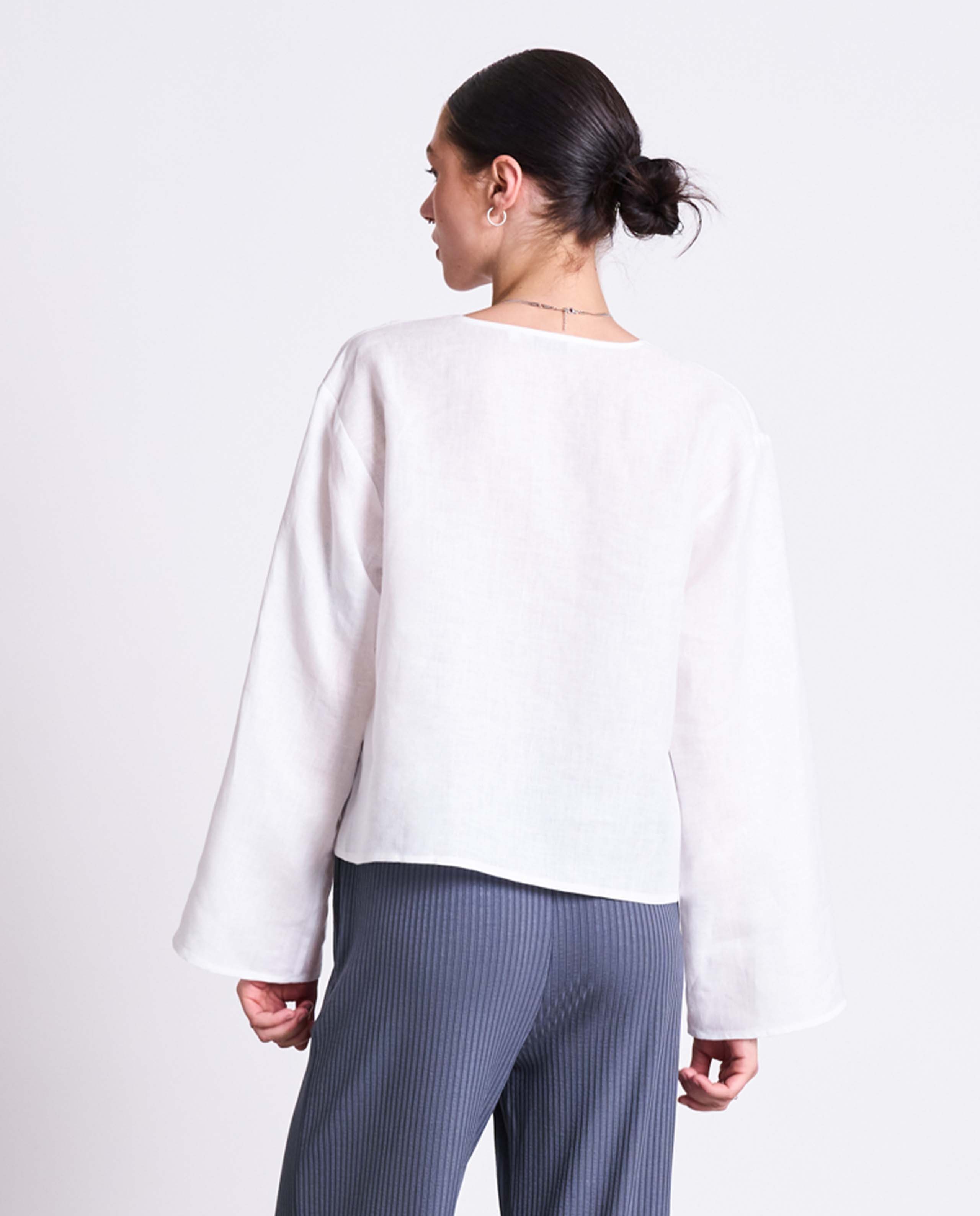 marché commun blouse nouée en lin blanche jan n june