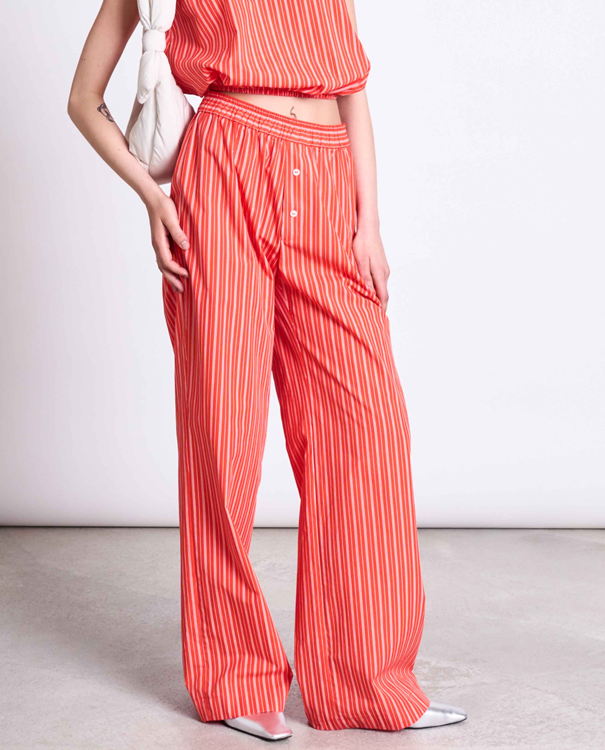 marché commun pantalon à rayures en coton bio cherry jan n june