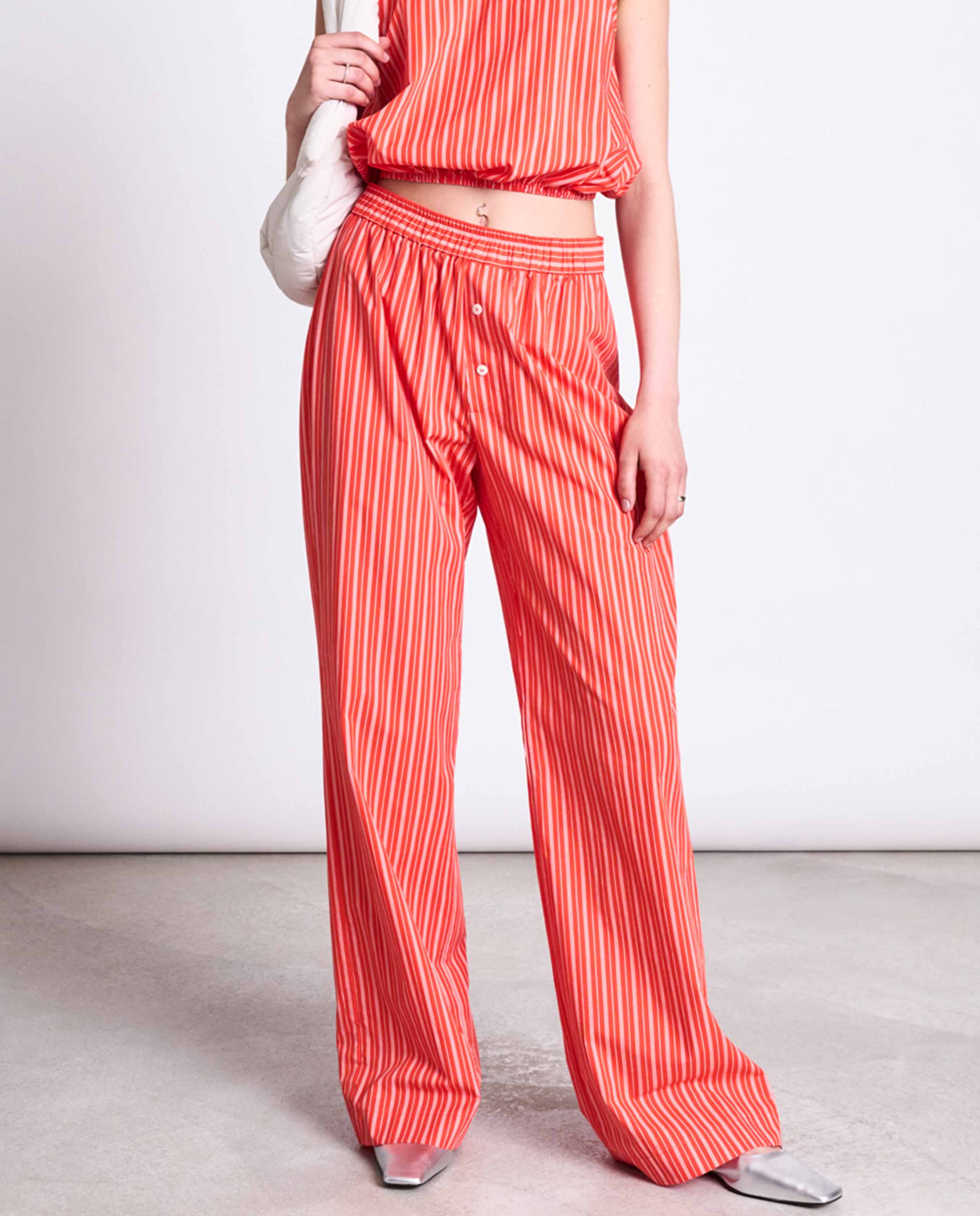 marché commun pantalon à rayures en coton bio cherry jan n june