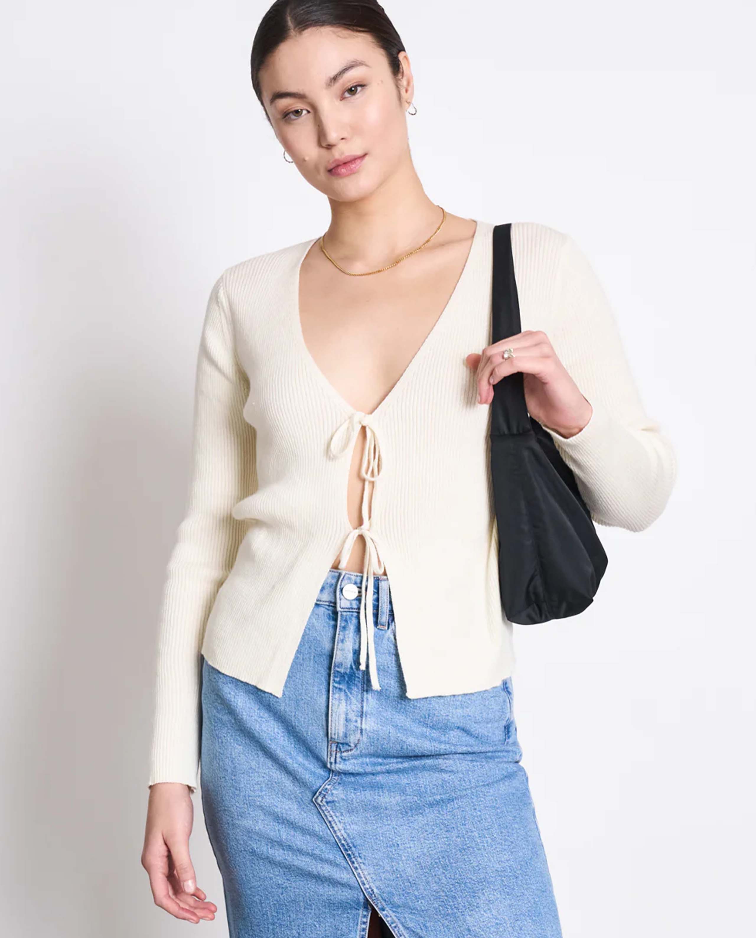 Cardigan en maille bio côtelé