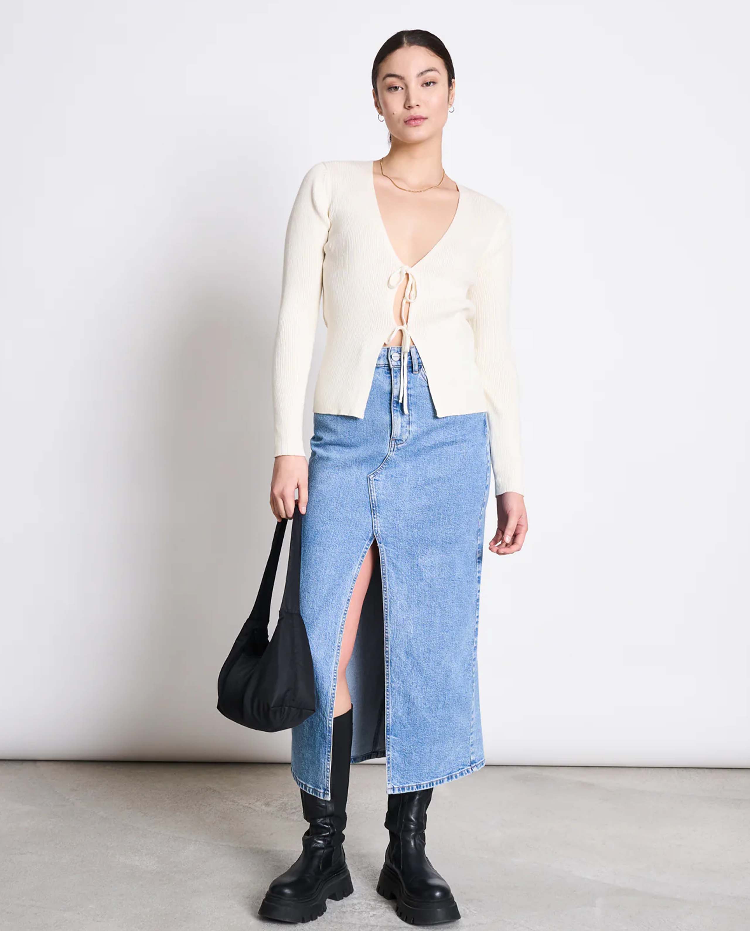 marché commun cardigan noué en coton bio blanc cassé jan n june