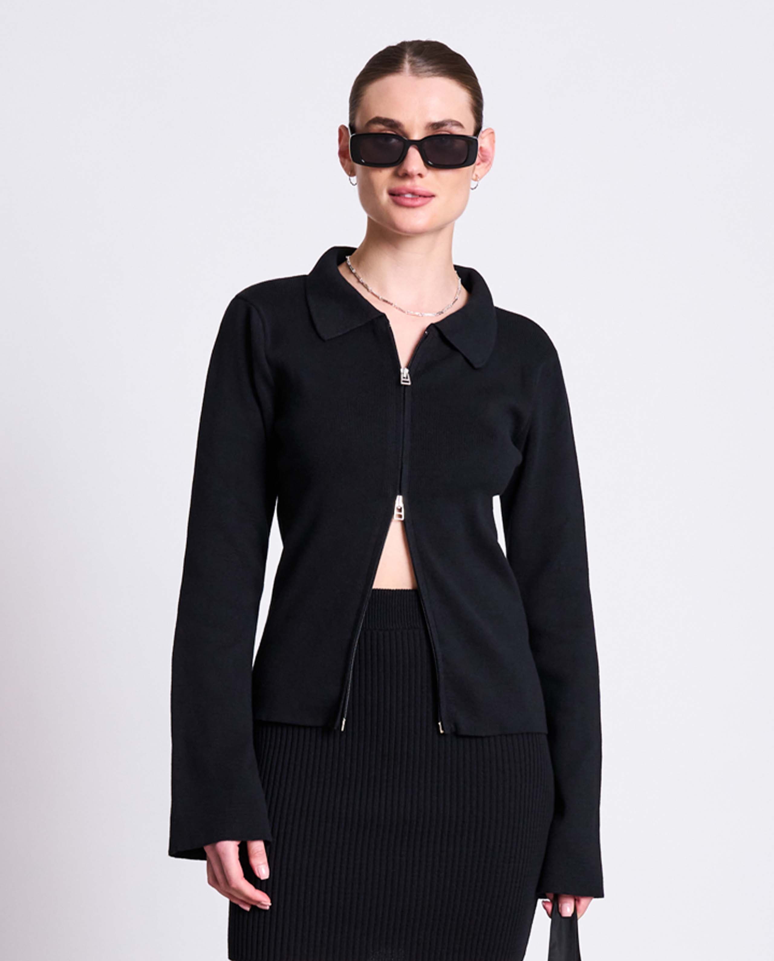 marché commun cardigan zippé en coton bio noir jan n june