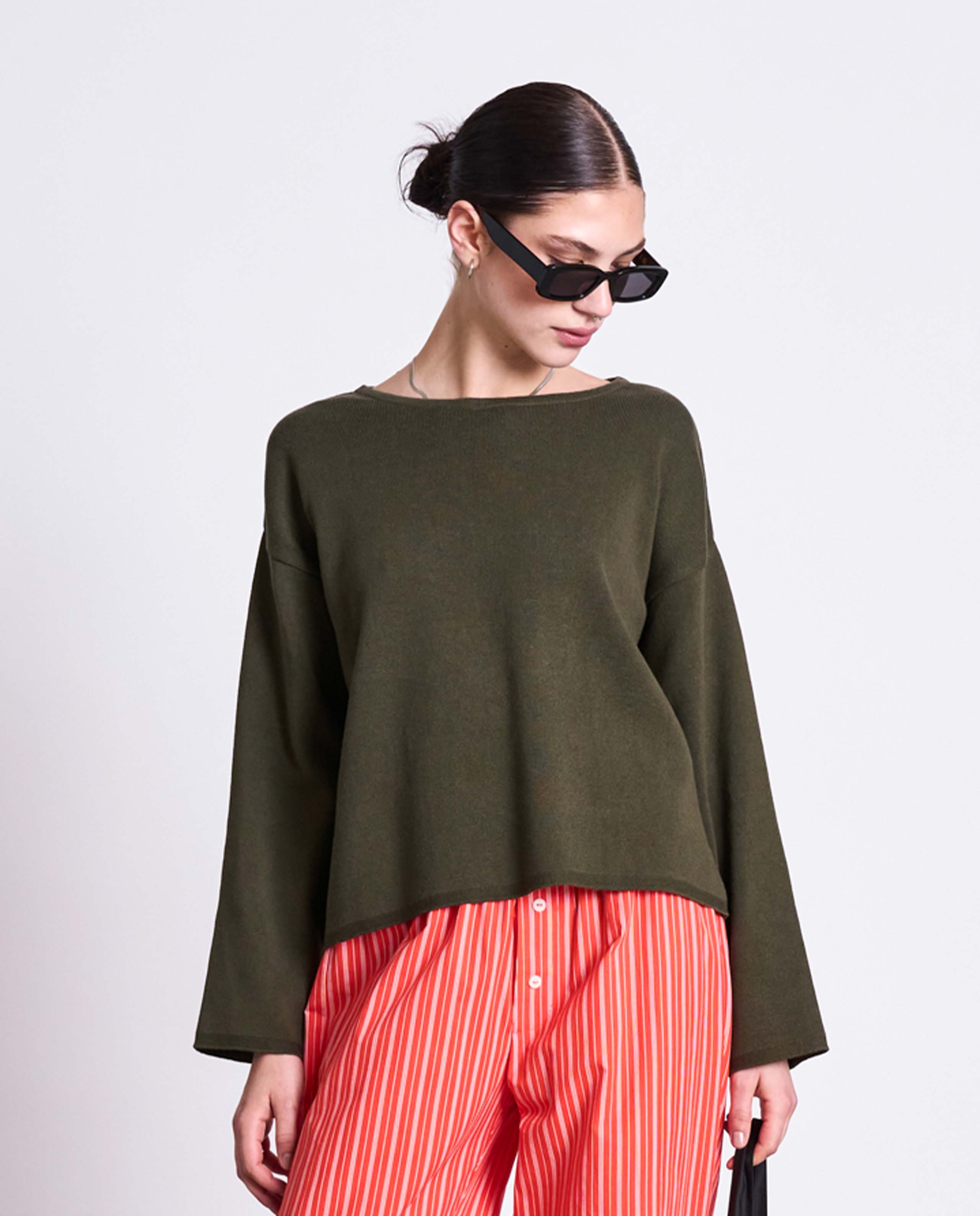 marché commun pull léger en coton bio vert olive jan n june