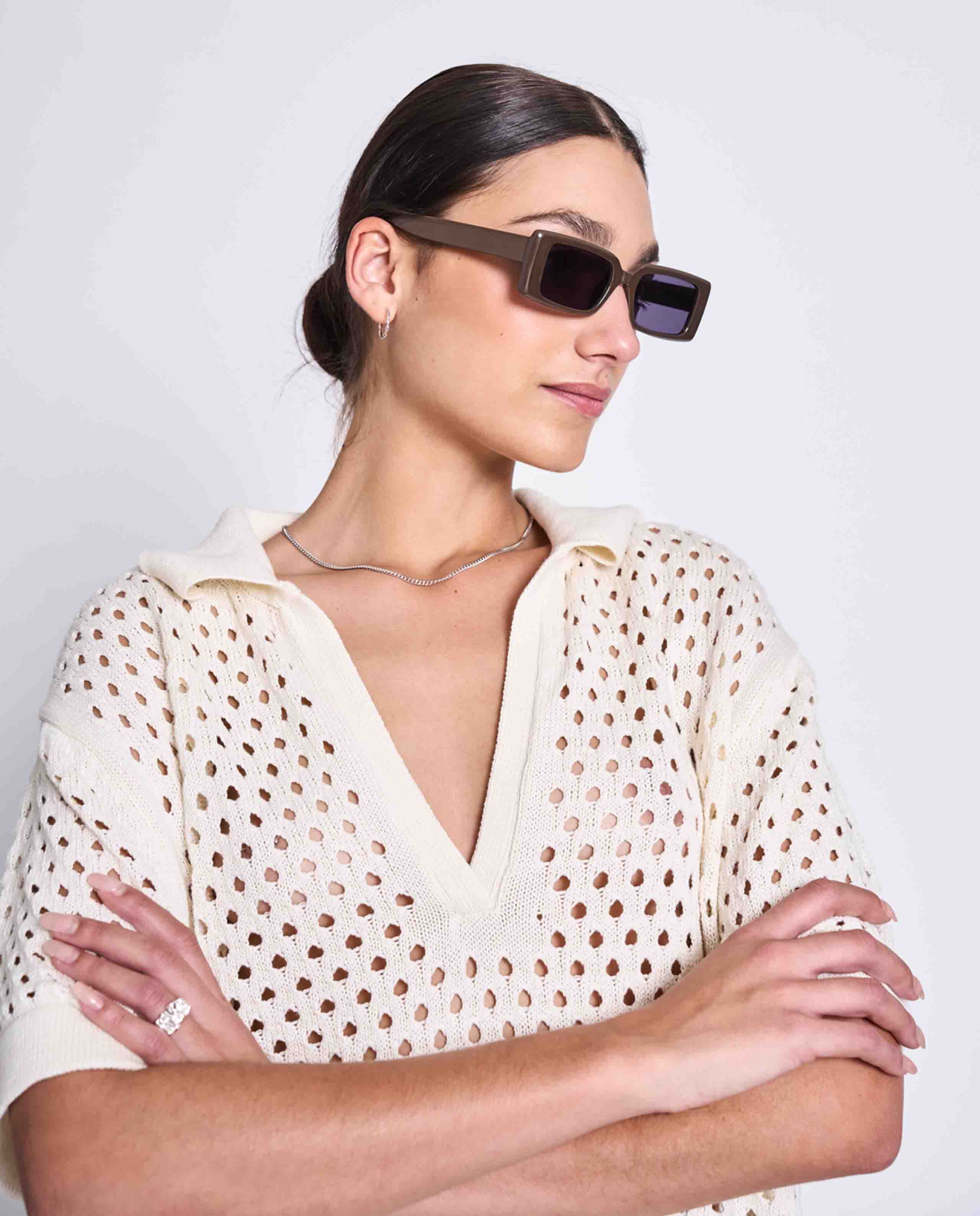 T-shirt polo Ajouré Blanc Cassé Jan &