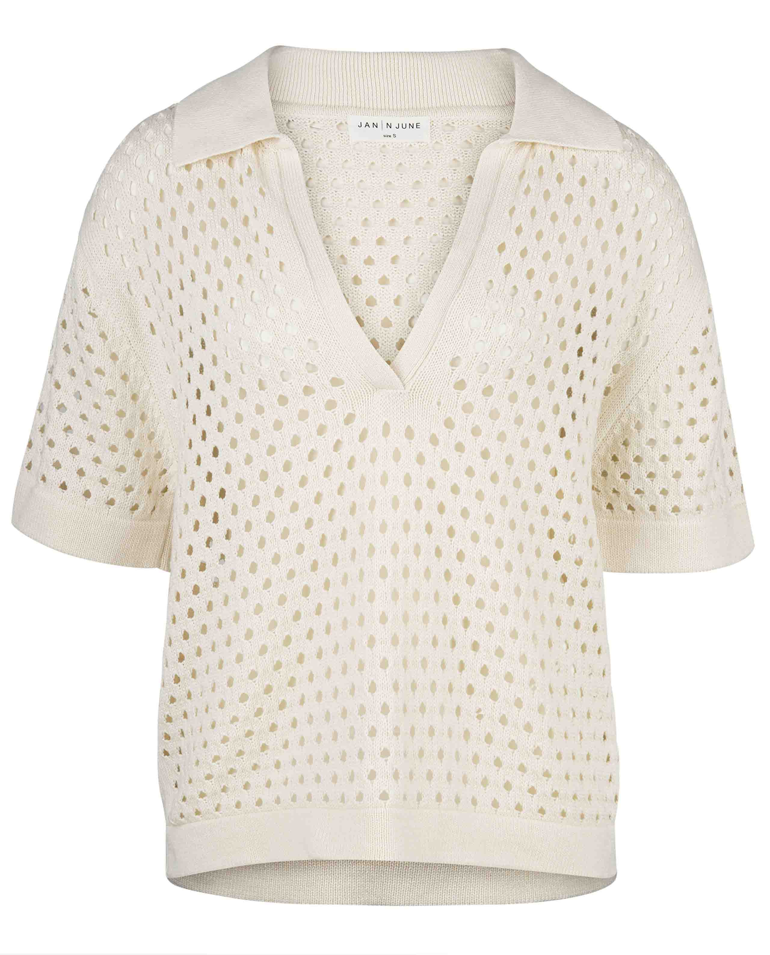 T-shirt polo Ajouré Blanc Cassé Jan &