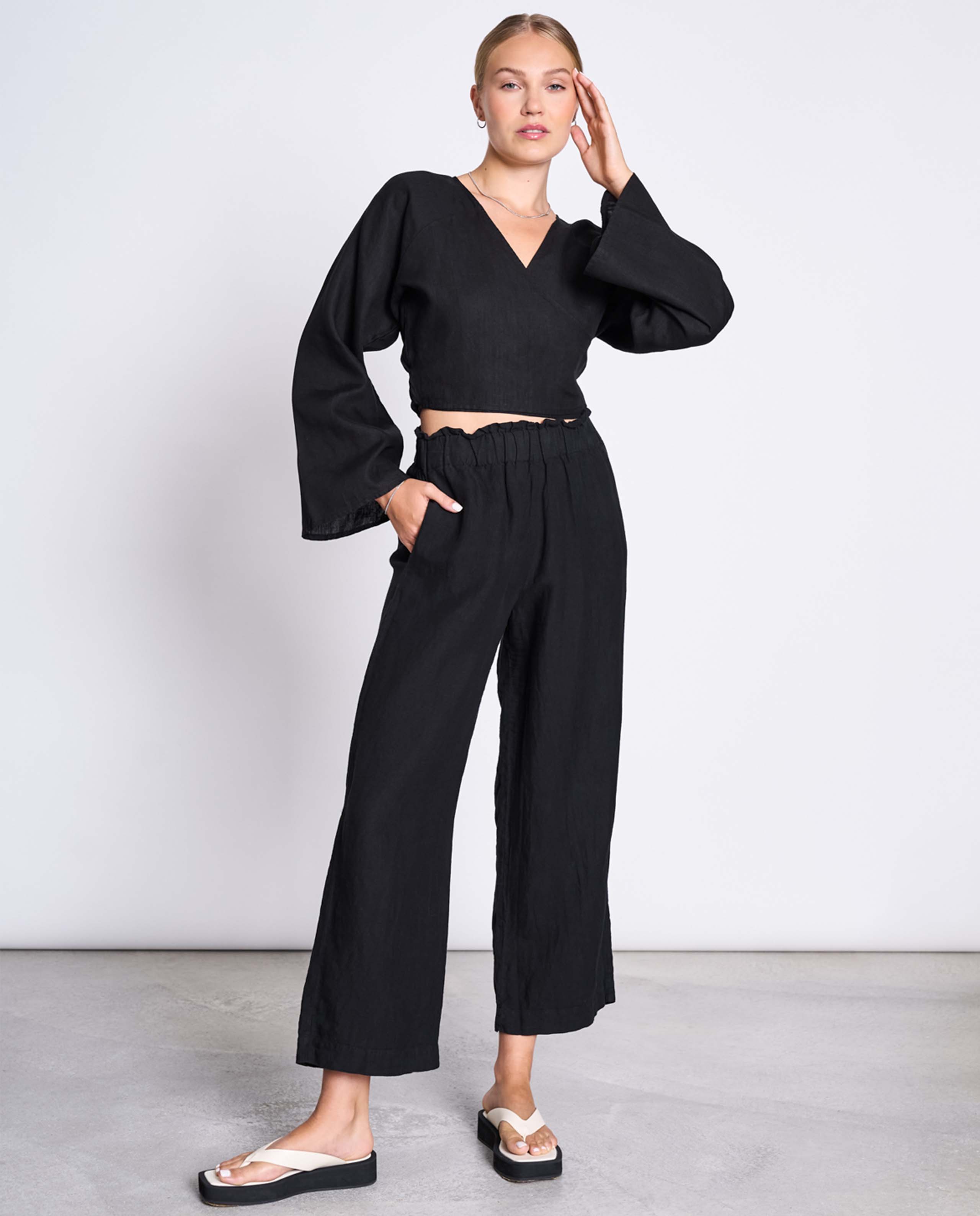 Marché Commun Blouse Portefeuille Noir Recyclée Jan&