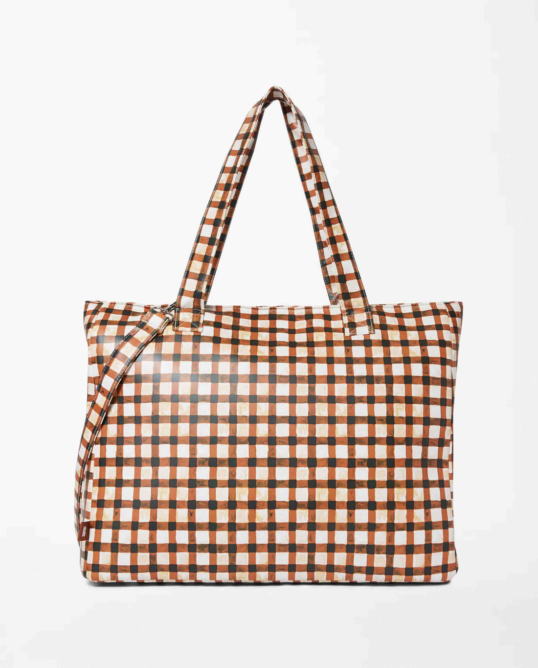 Marché Commun Grand sac cabas à carreaux marron imperméable et recyclé Kabas