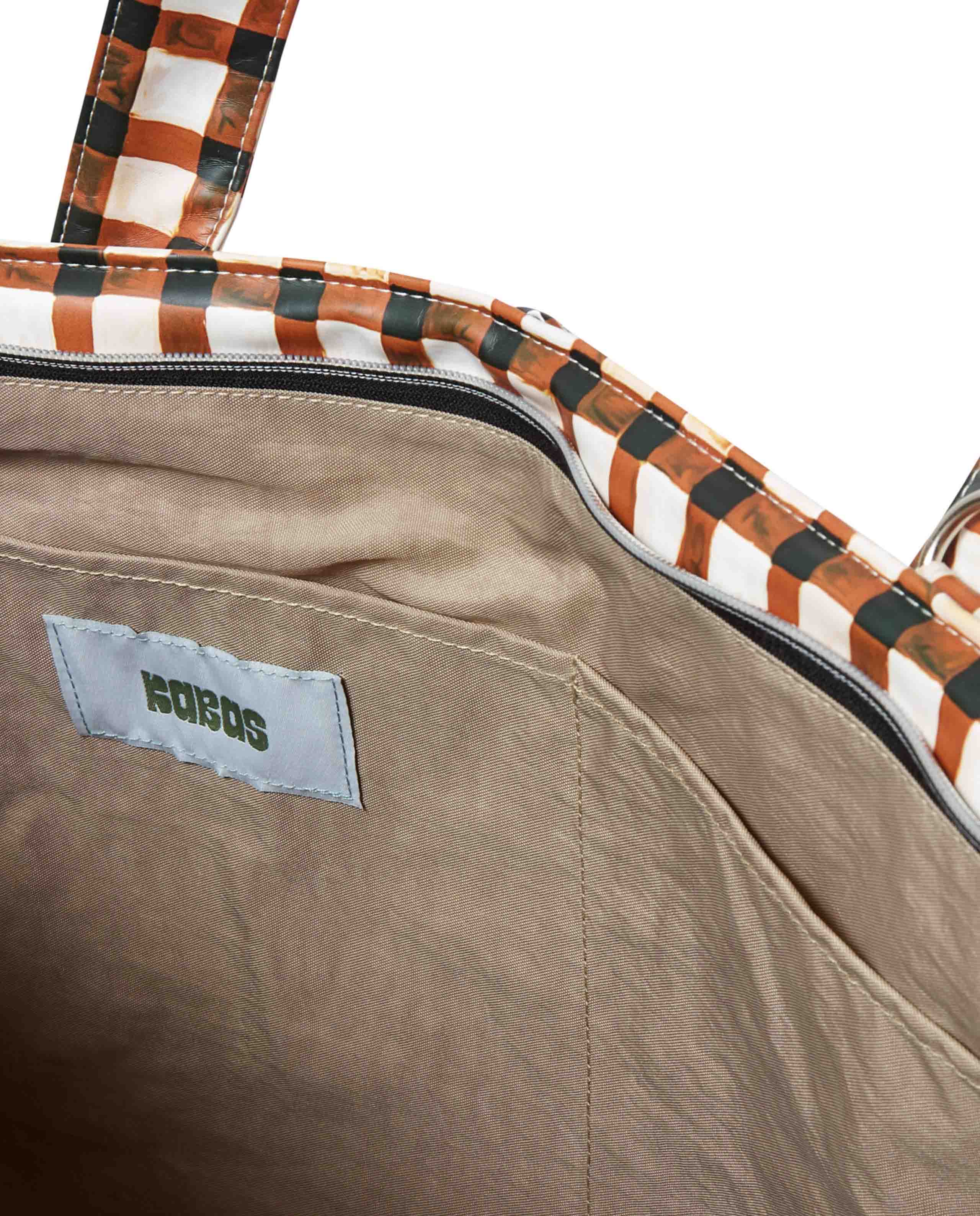 Marché Commun Grand sac cabas à carreaux marron imperméable et recyclé Kabas