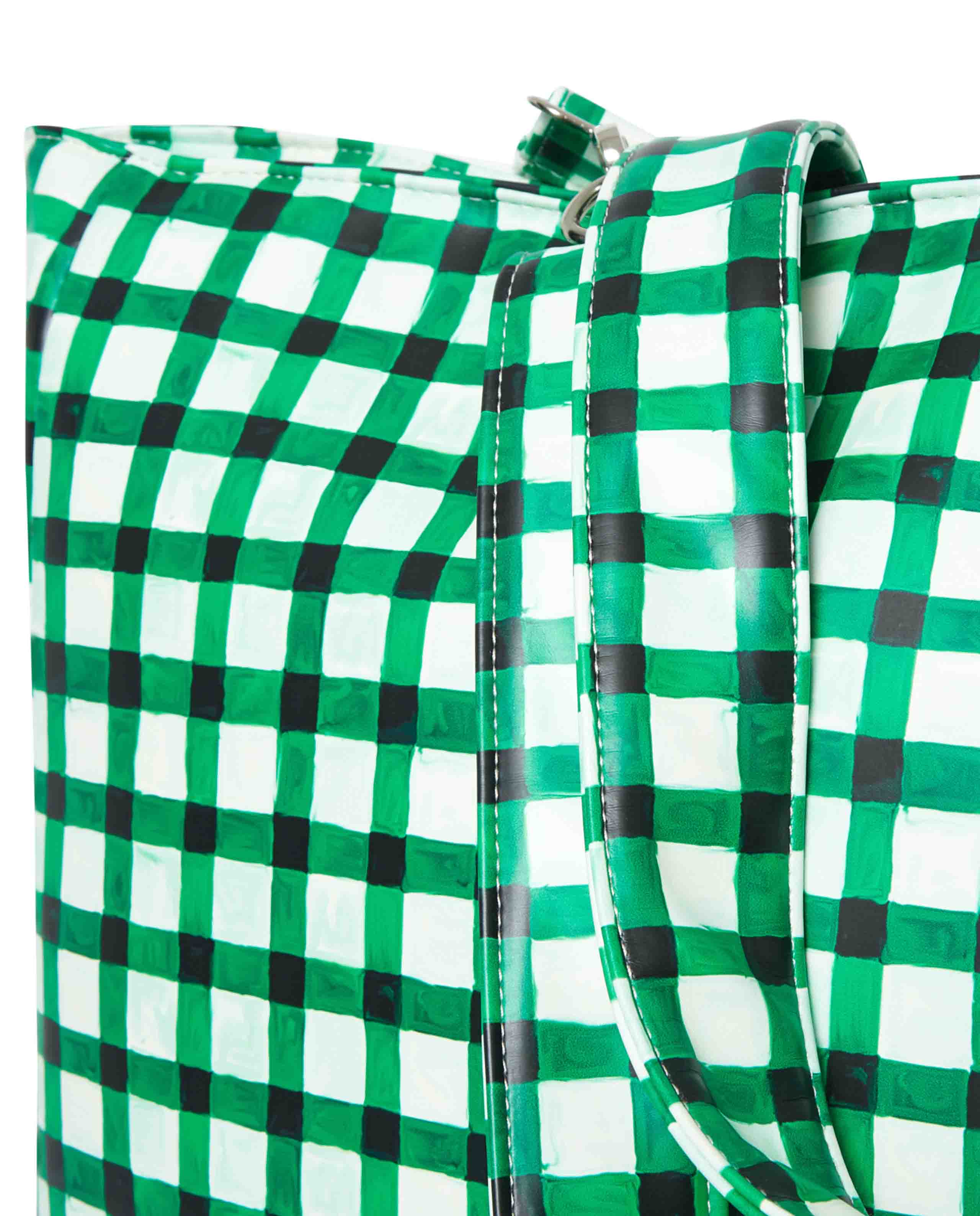 Marché Commun Grand sac cabas à carreaux vert imperméable et recyclé Kabas