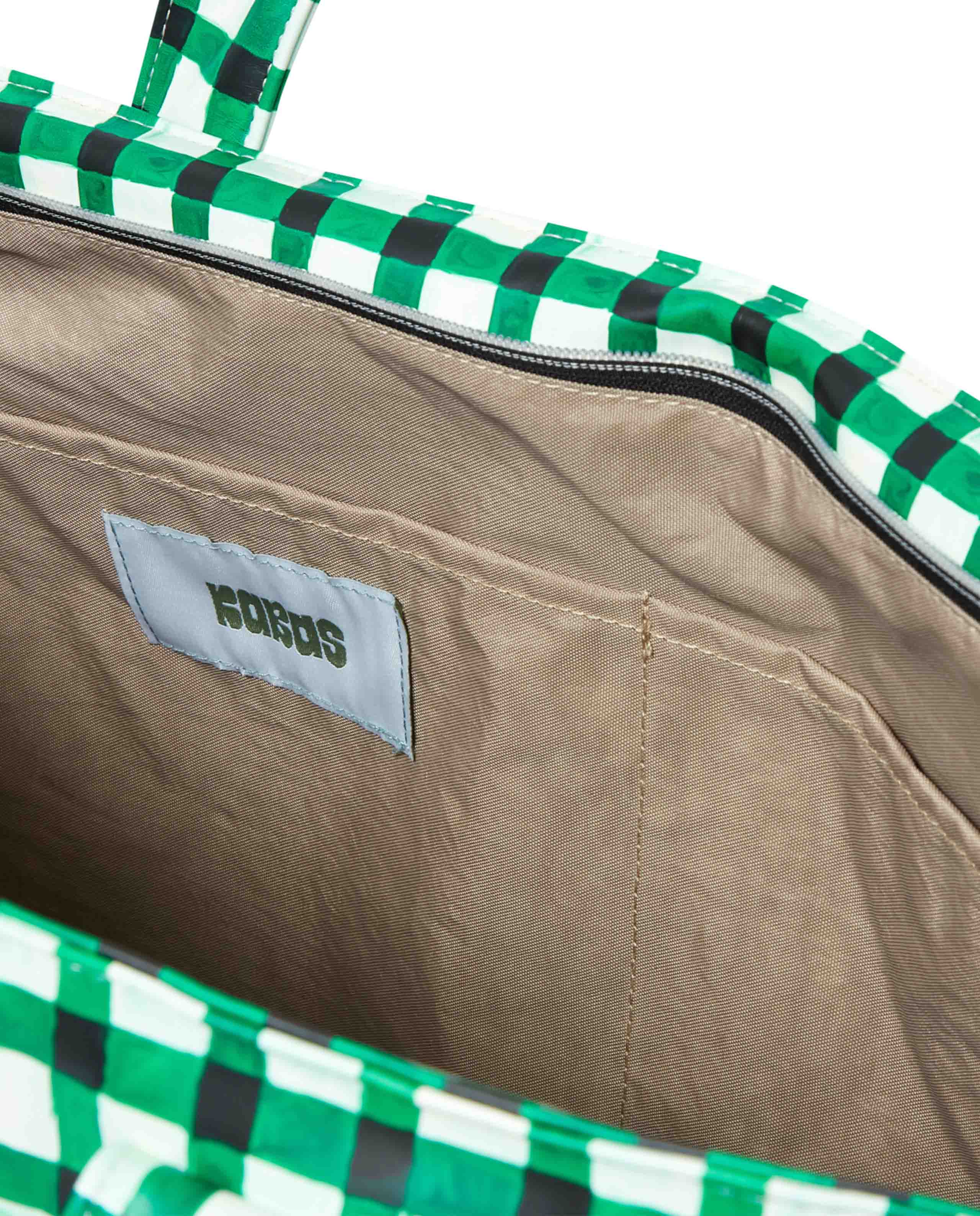 Marché Commun Grand sac cabas à carreaux vert imperméable et recyclé Kabas