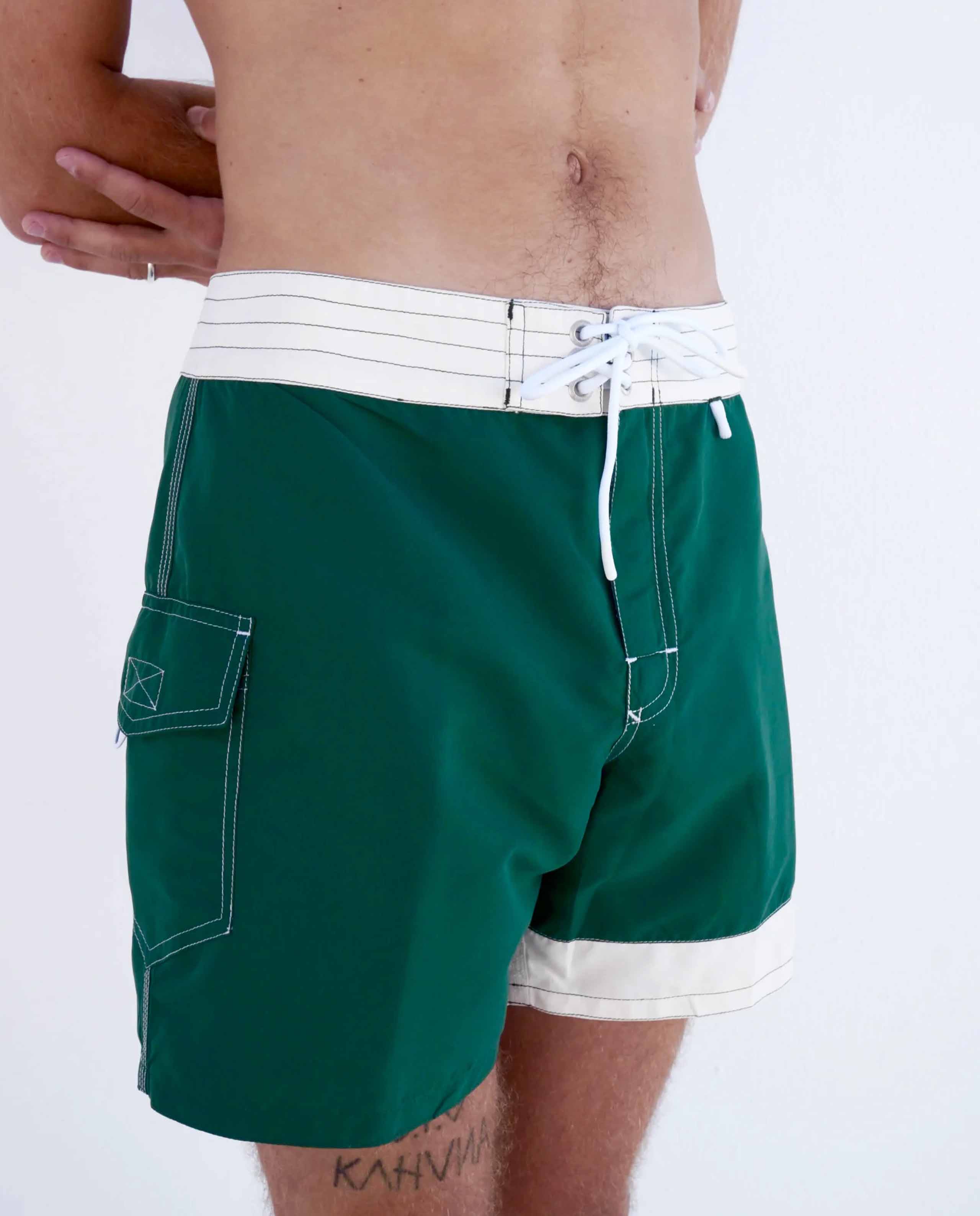 marché commun boardshort homme bicolore écru vert bouteille recyclé la reina