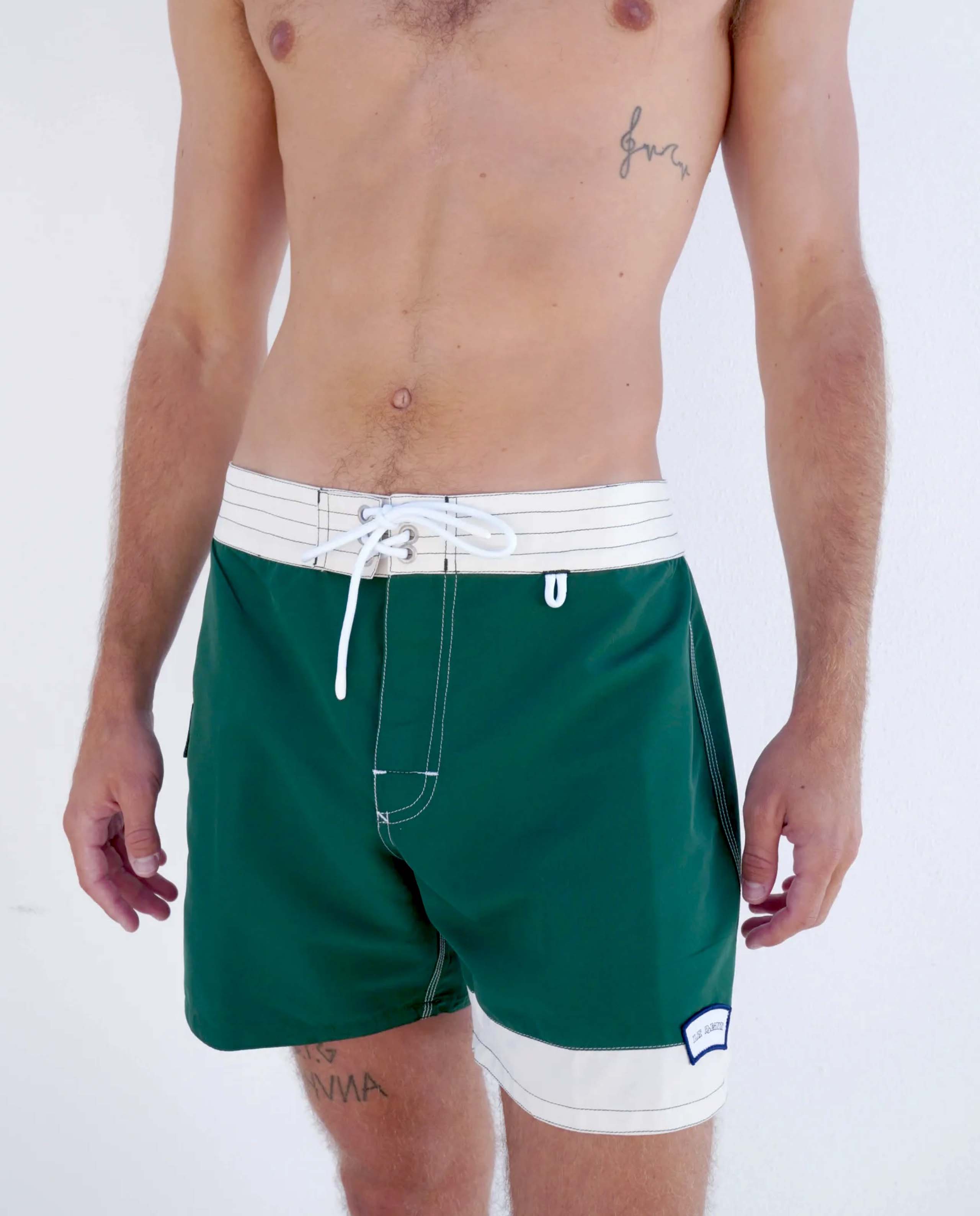 marché commun boardshort homme bicolore écru vert bouteille recyclé la reina