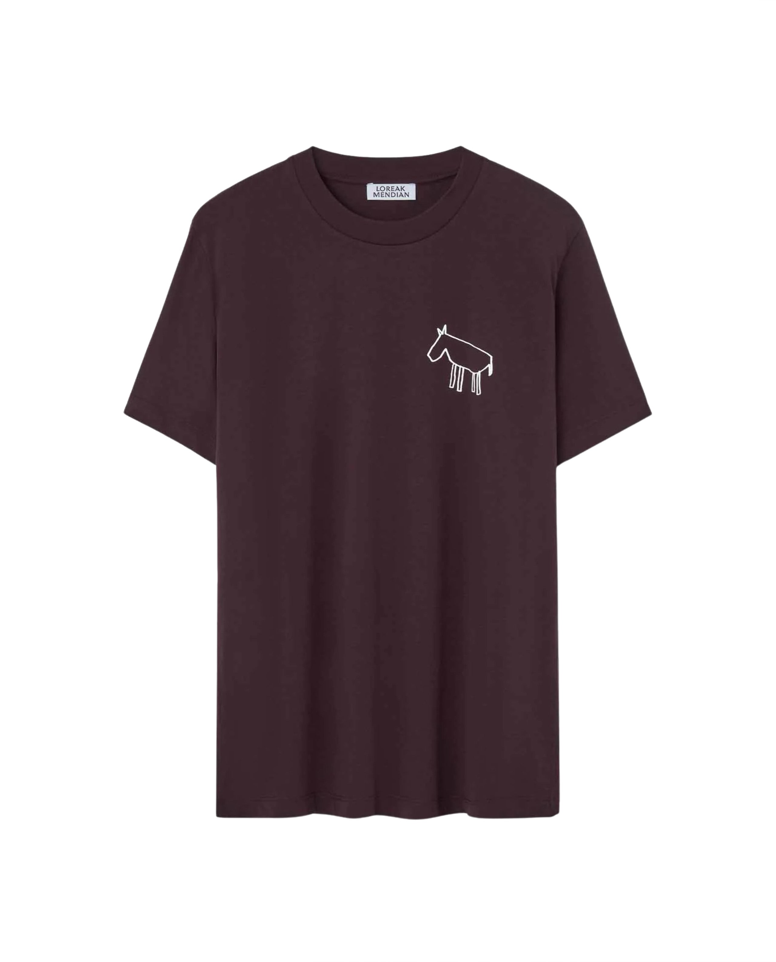 Marché Commun t-shirt imprimé en coton bio bordeaux Loreak Mendian