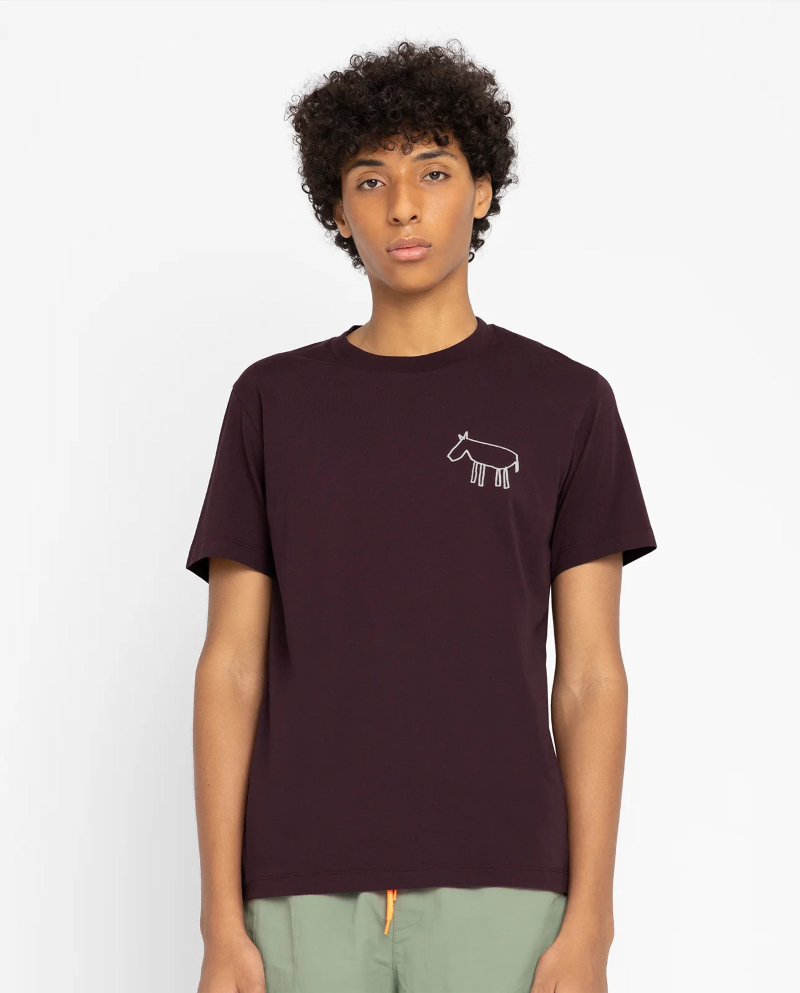Marché Commun t-shirt imprimé en coton bio bordeaux Loreak Mendian