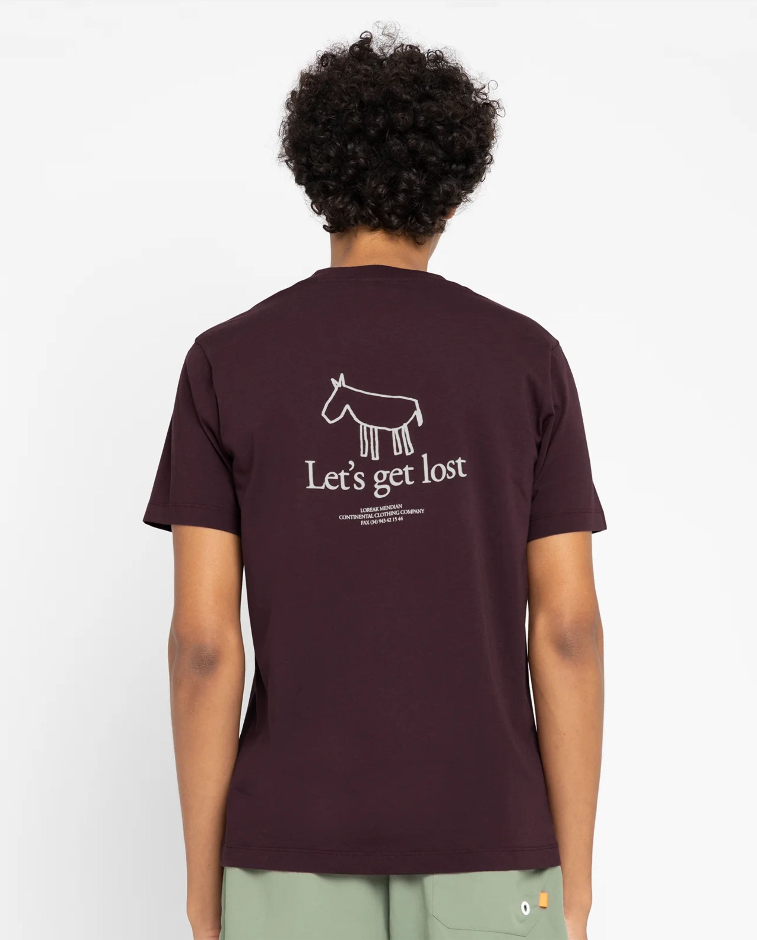 Marché Commun t-shirt imprimé en coton bio bordeaux Loreak Mendian