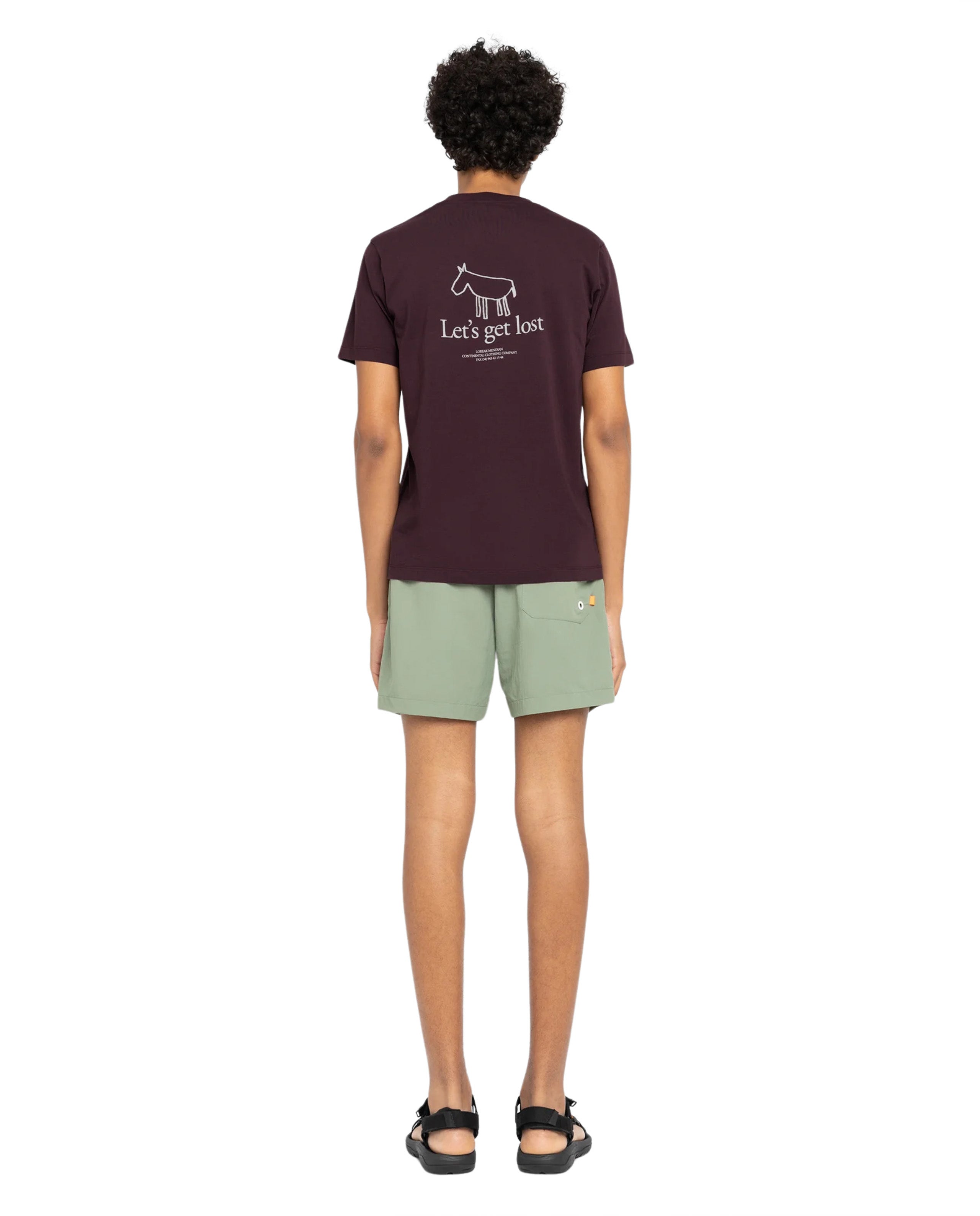 Marché Commun t-shirt imprimé en coton bio bordeaux Loreak Mendian