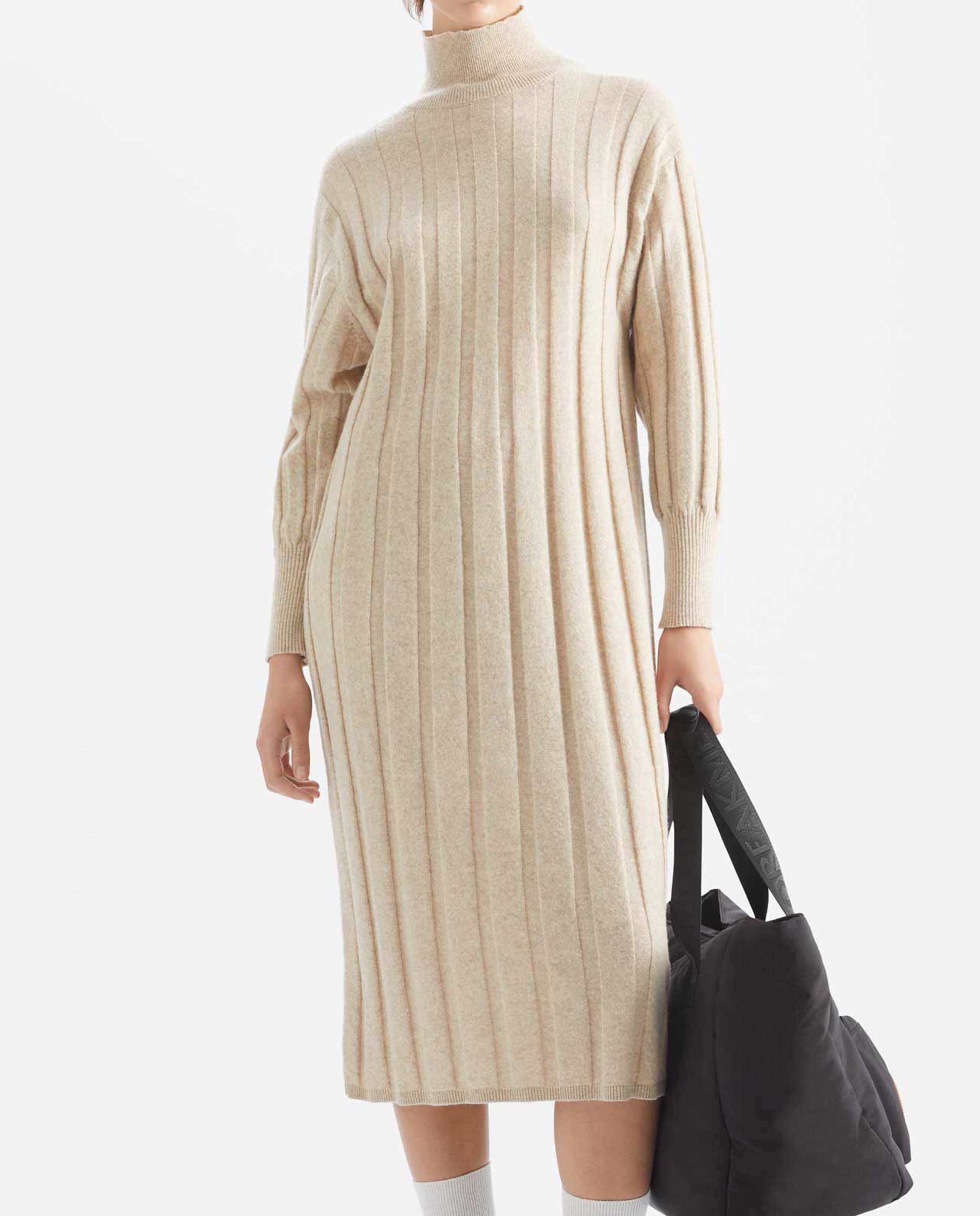 Robe midi col roulé en maille côtelée recyclée