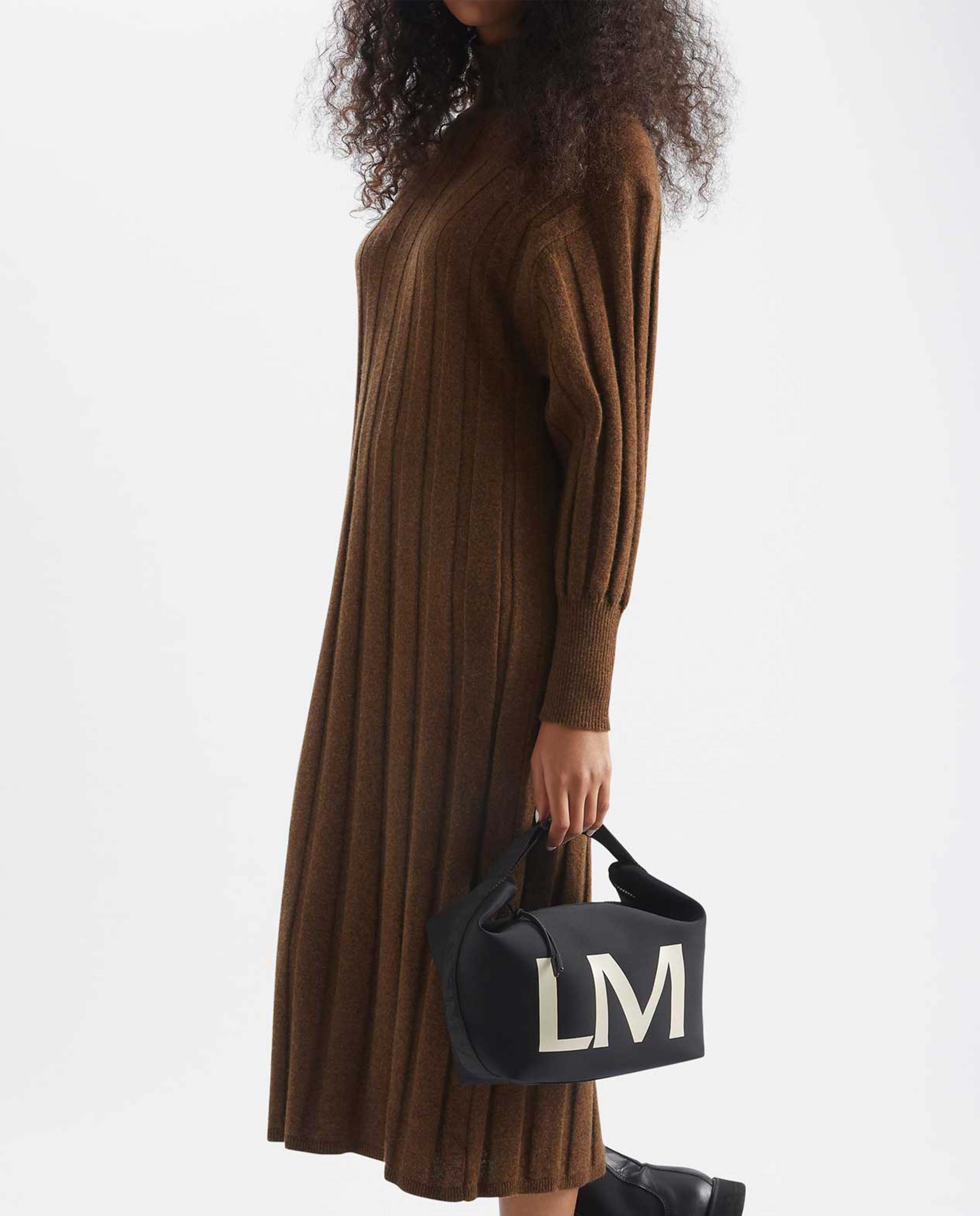 Robe midi col roulé en maille côtelée recyclée