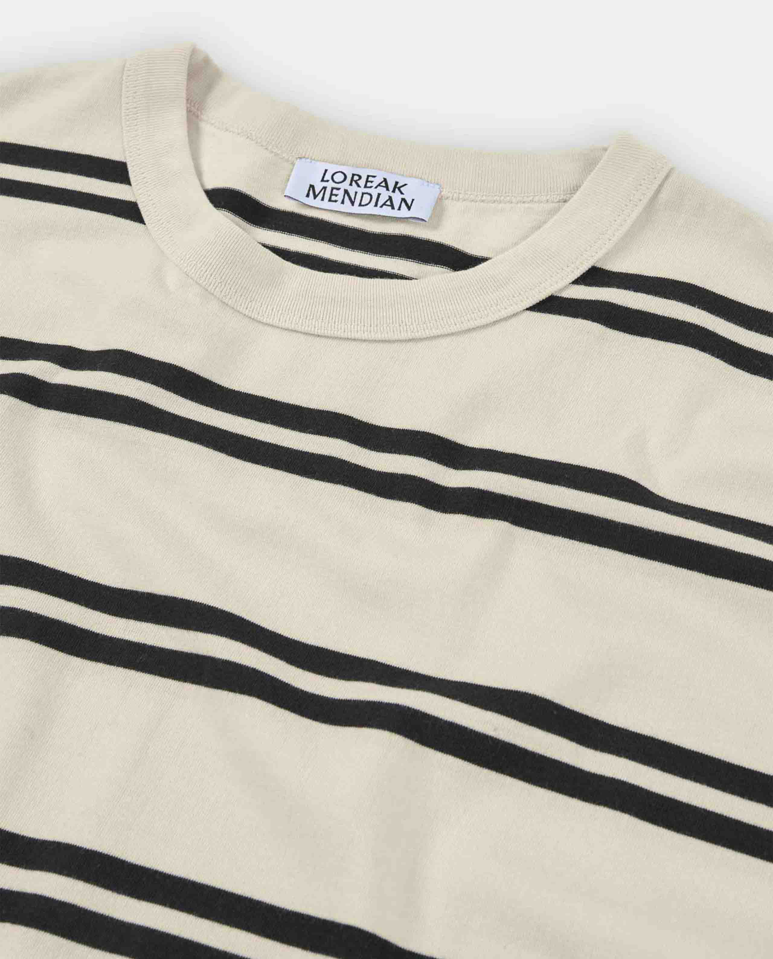 Marché Commun t-shirt rayé en coton bio écru loreak mendian