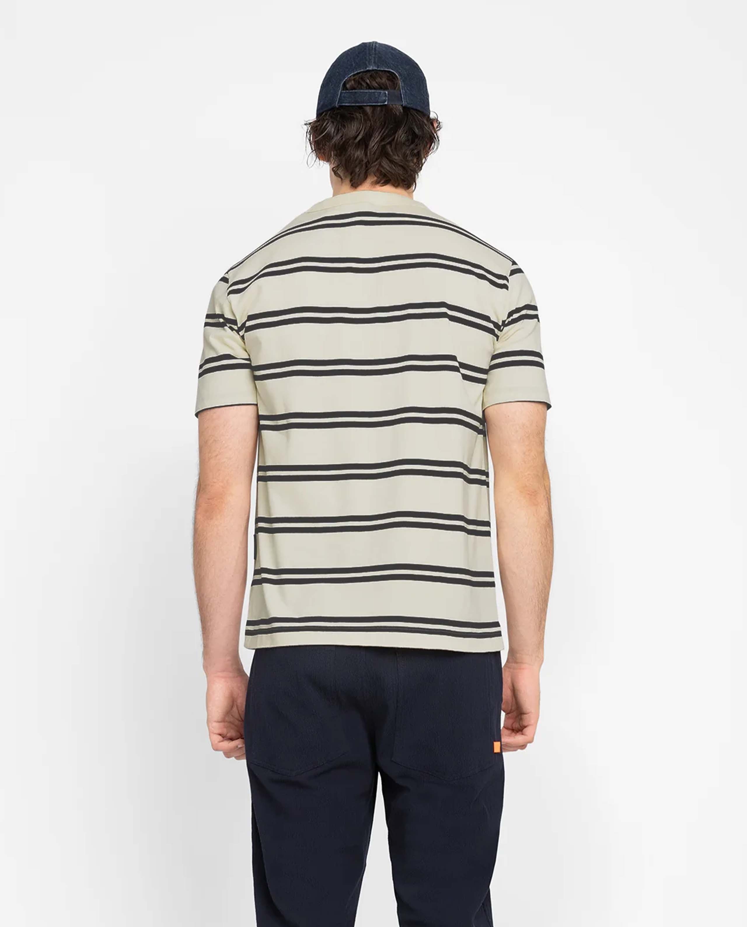 Marché Commun t-shirt rayé en coton bio écru loreak mendian