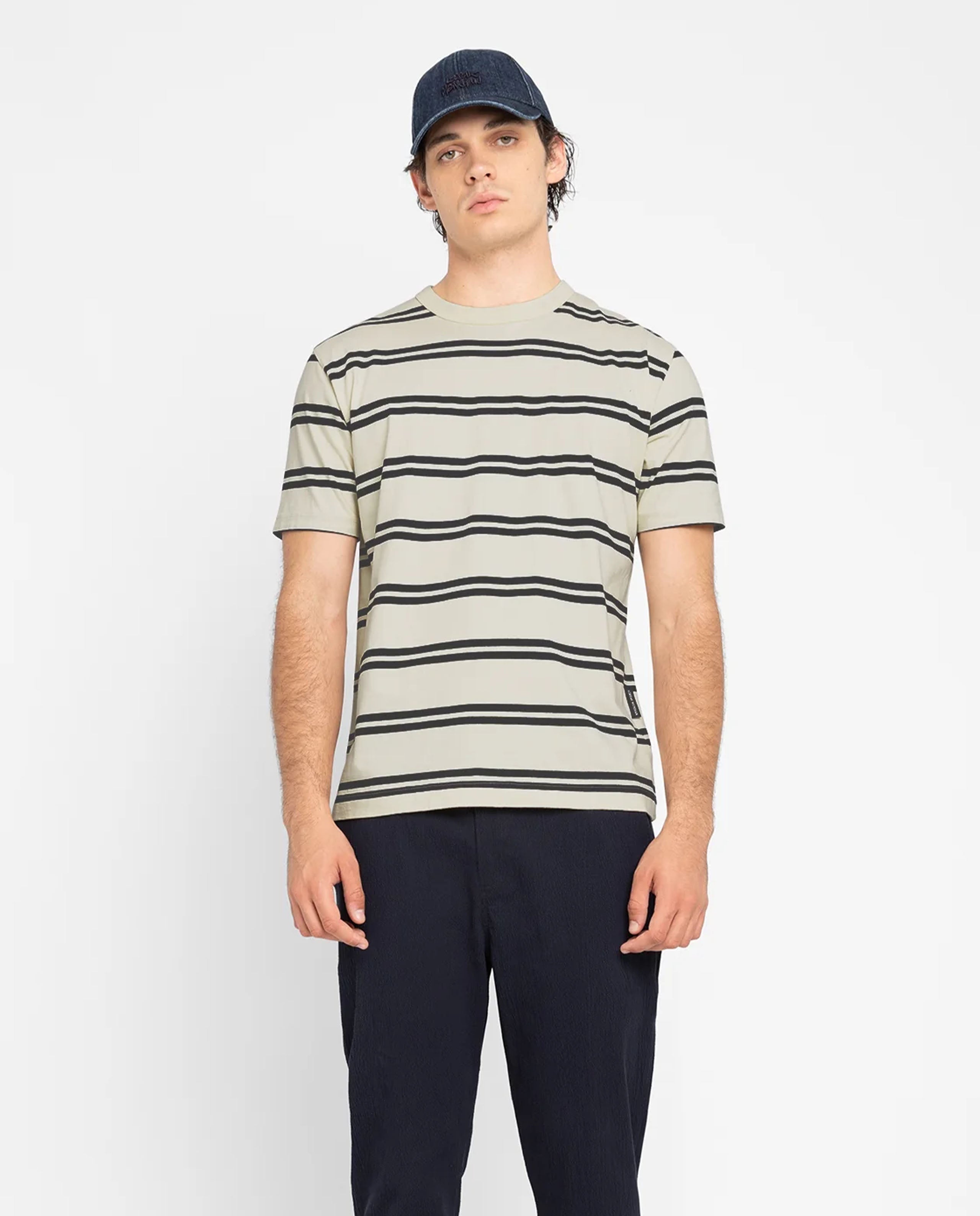 Marché Commun t-shirt rayé en coton bio écru loreak mendian