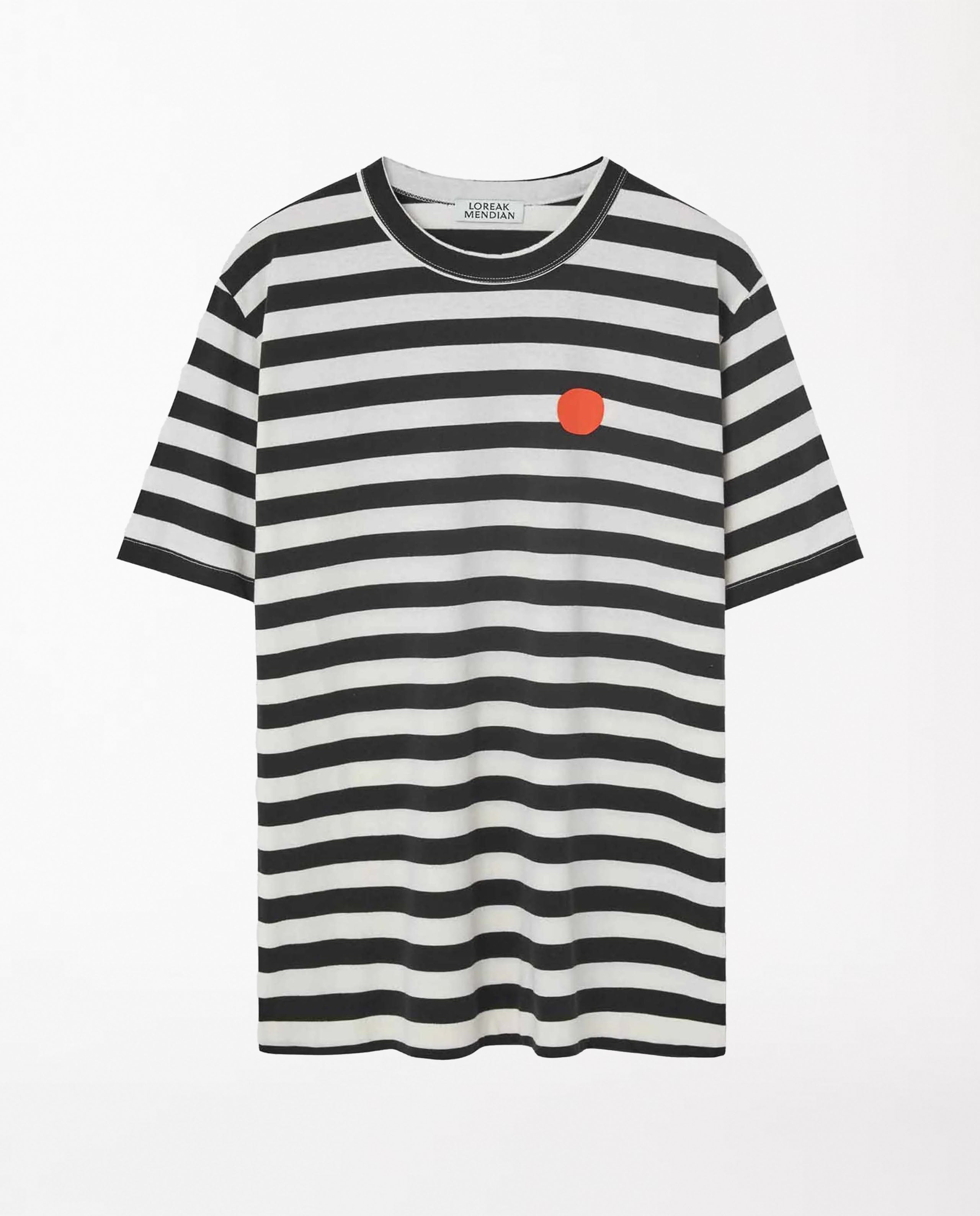 Marché Commun t-shirt rayé en coton bio anthracite Loreak mendian