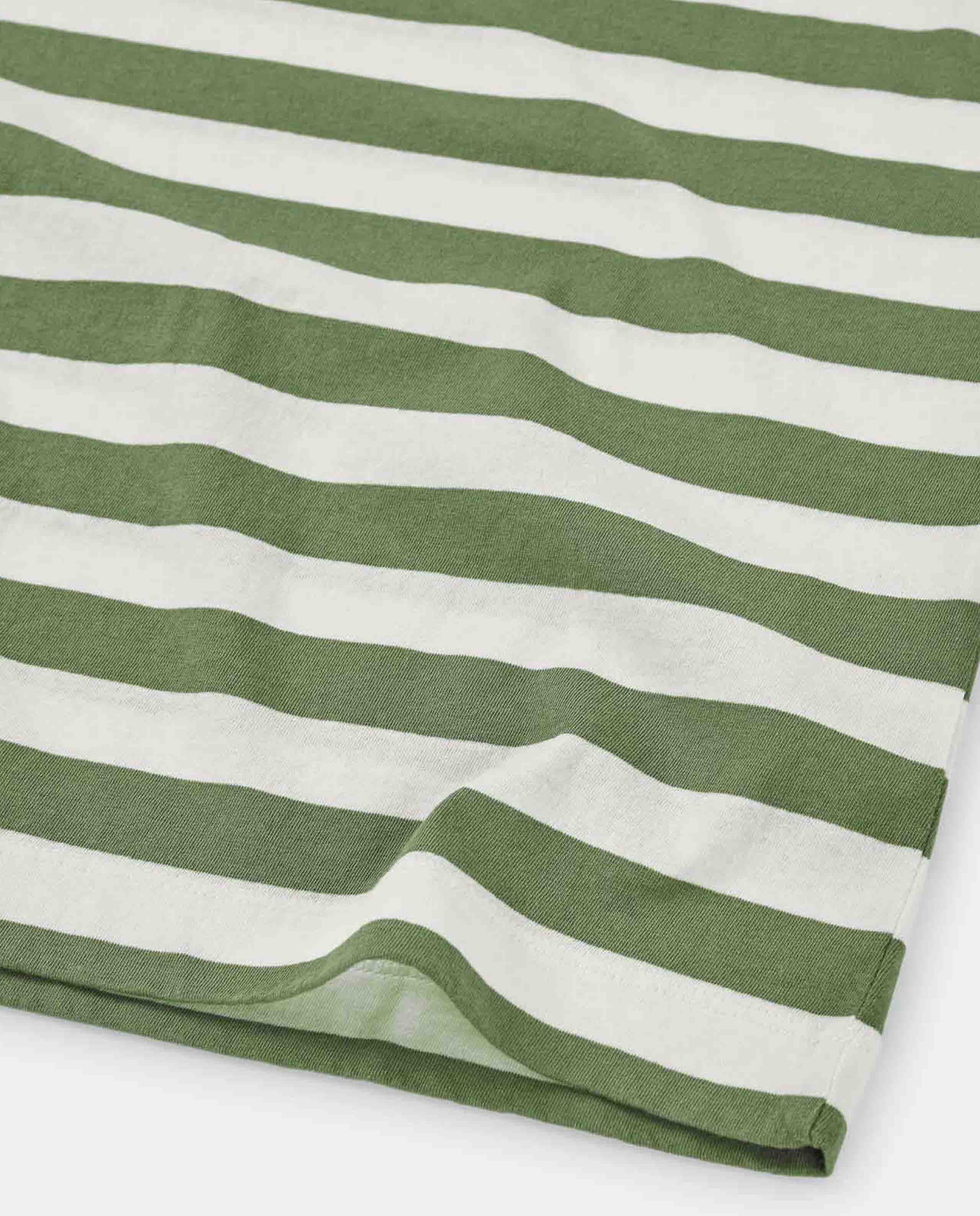 Marché Commun t-shirt rayé en coton bio kaki Loreak mendian