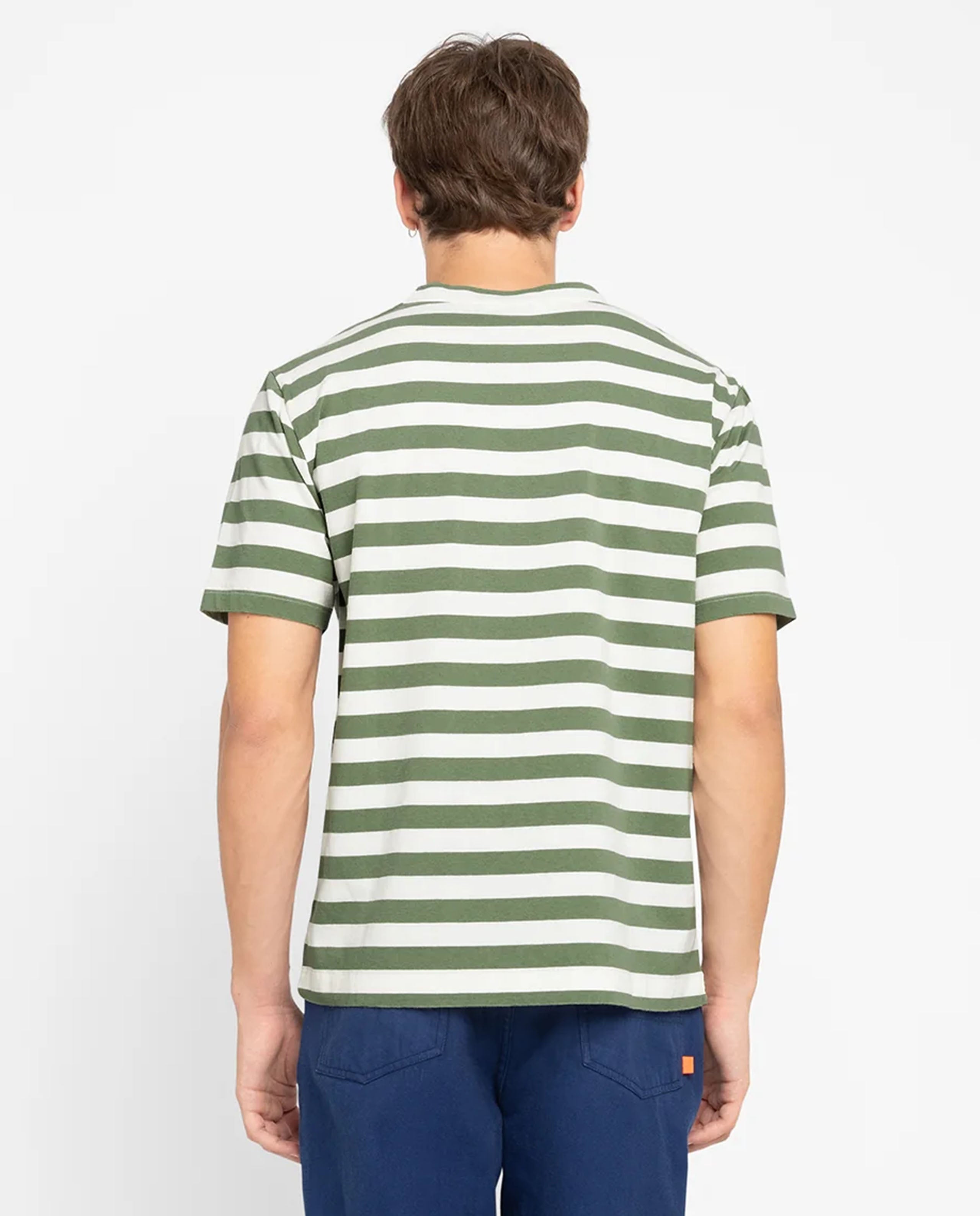 Marché Commun t-shirt rayé en coton bio kaki Loreak mendian