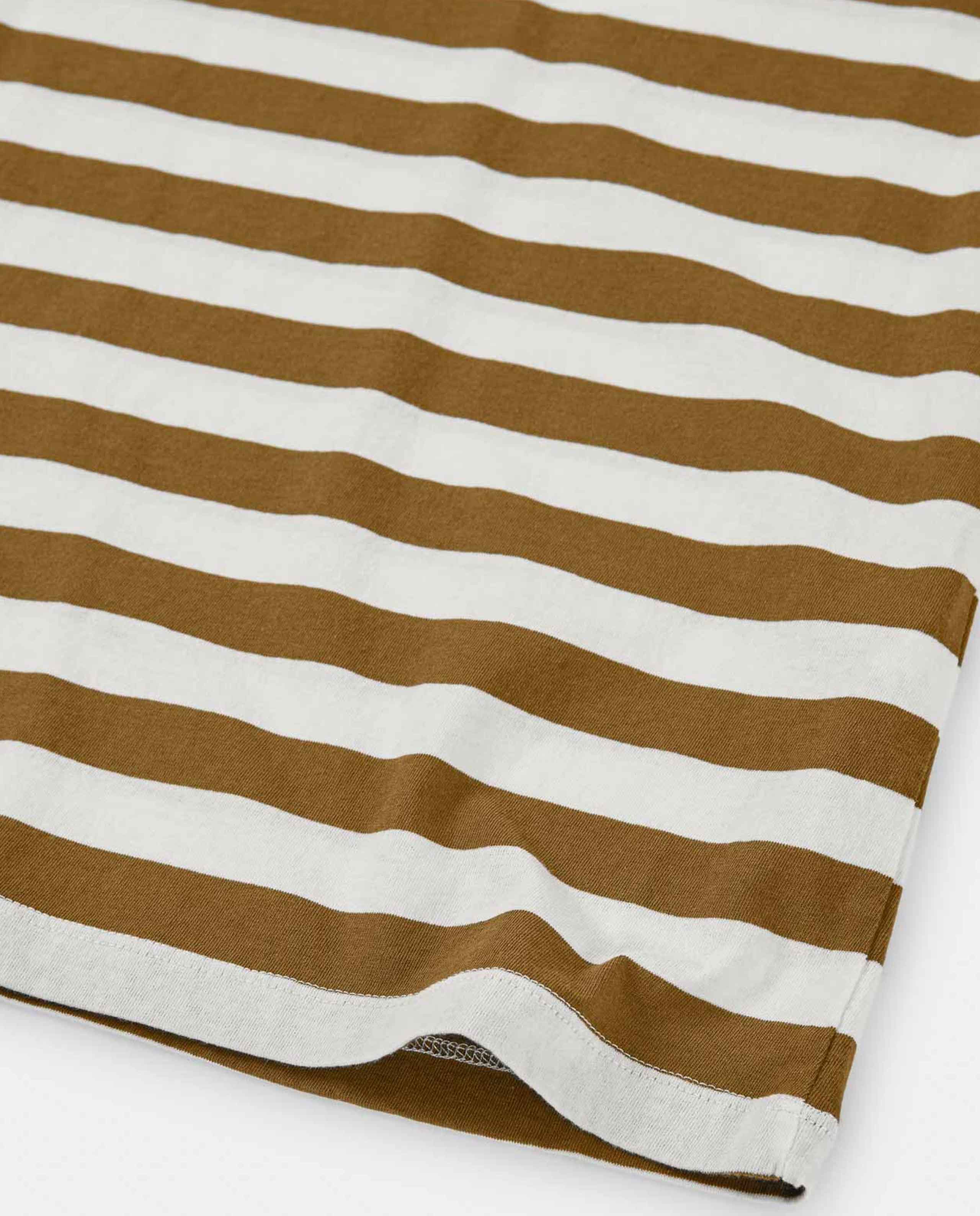 Marché Commun t-shirt rayé en coton bio toffee white Loreak Mendian