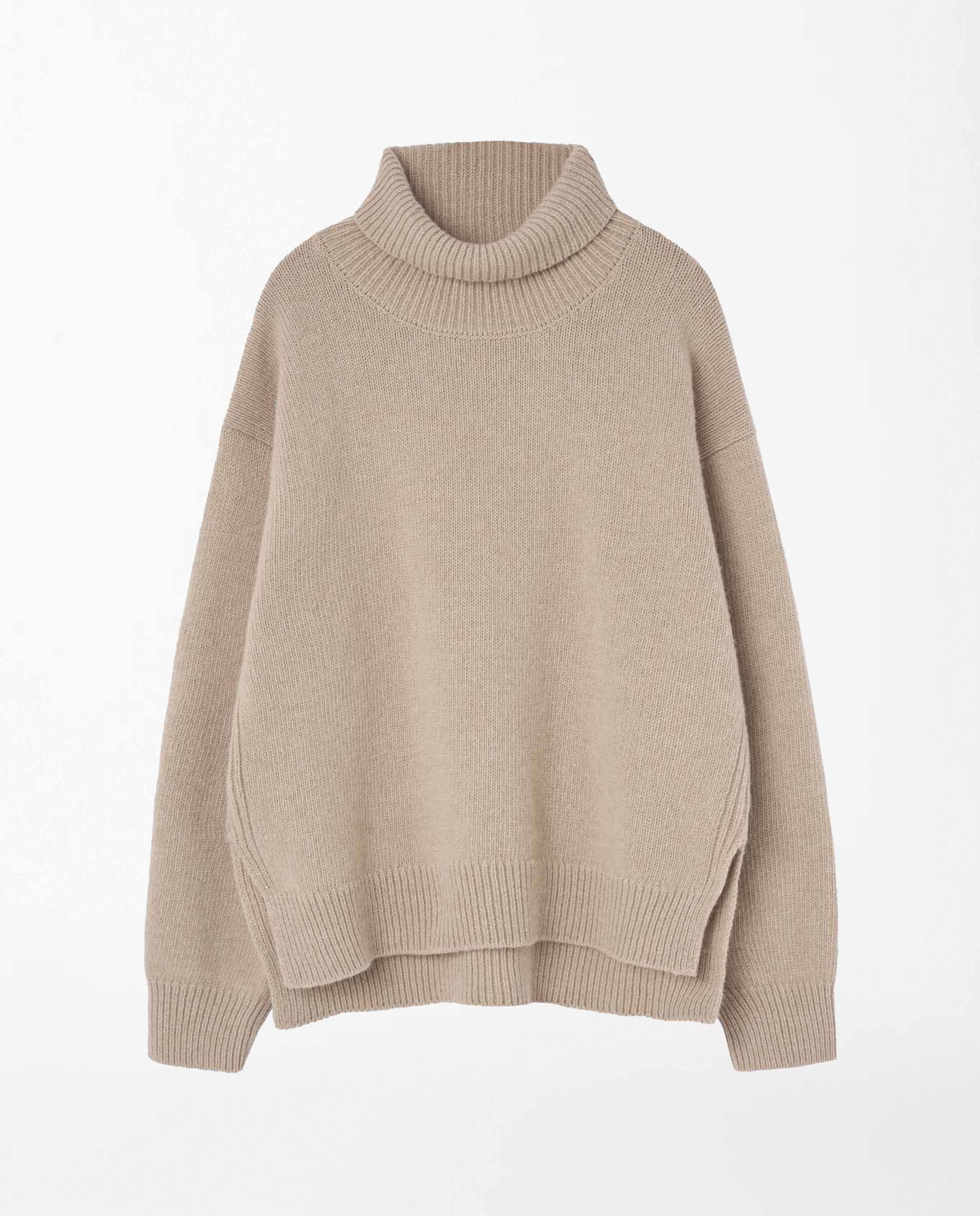 Marché Commun Pull col roulé en maille recyclée beige Loreak Mendian