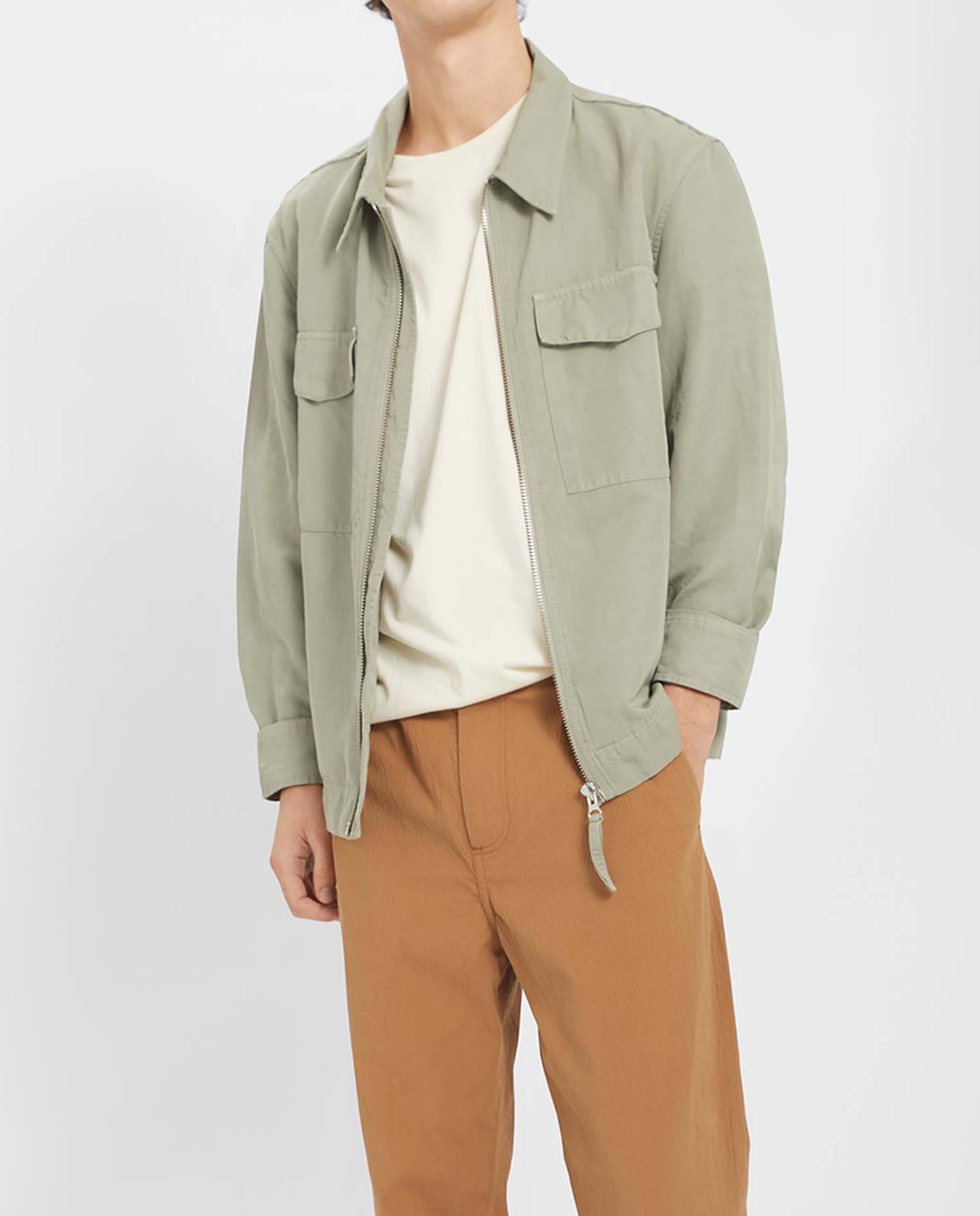 LOREAK MENDIAN Veste en coton bio et lin vert sauge Marché Commun