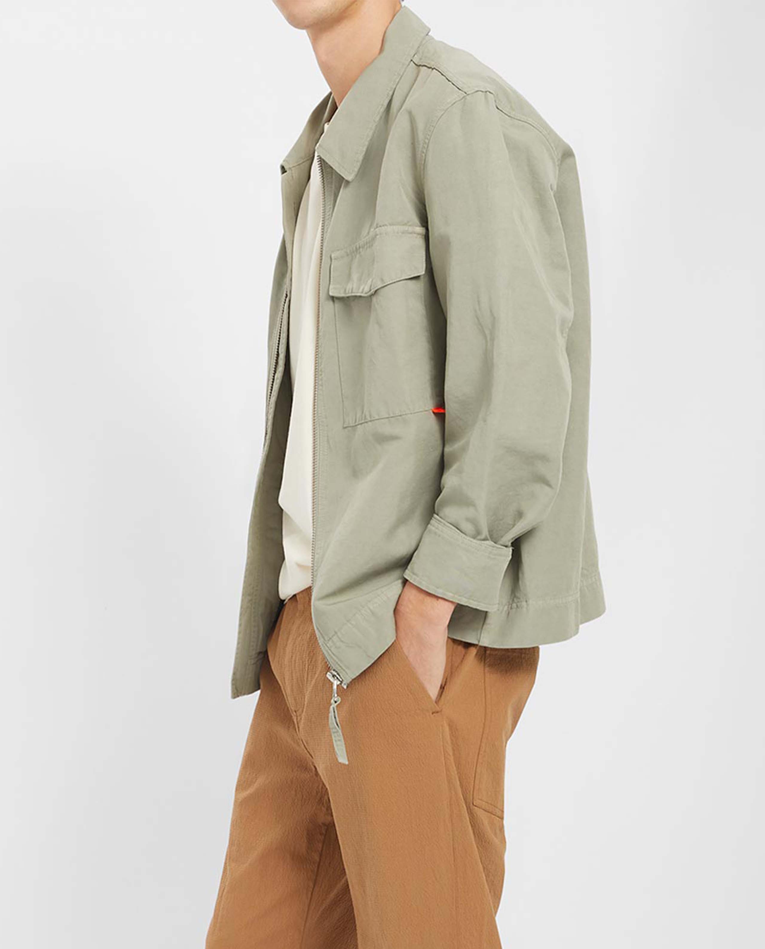 LOREAK MENDIAN Veste en coton bio et lin vert sauge Marché Commun