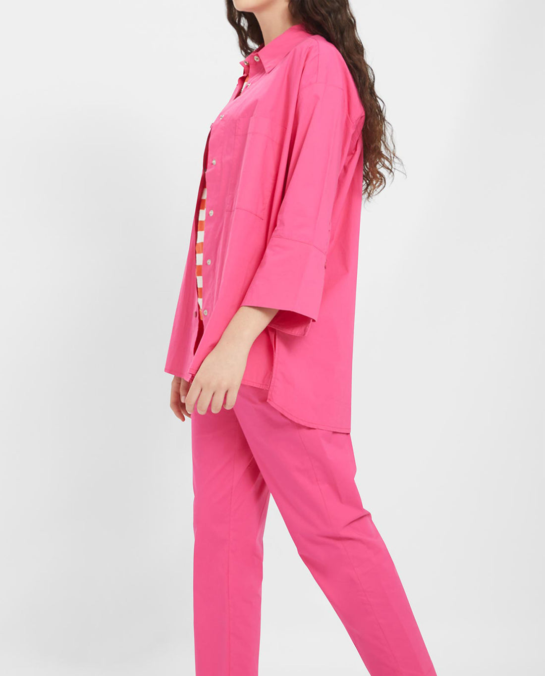 Marché Commun Chemise oversize en coton bio rose flashy loreak mendian