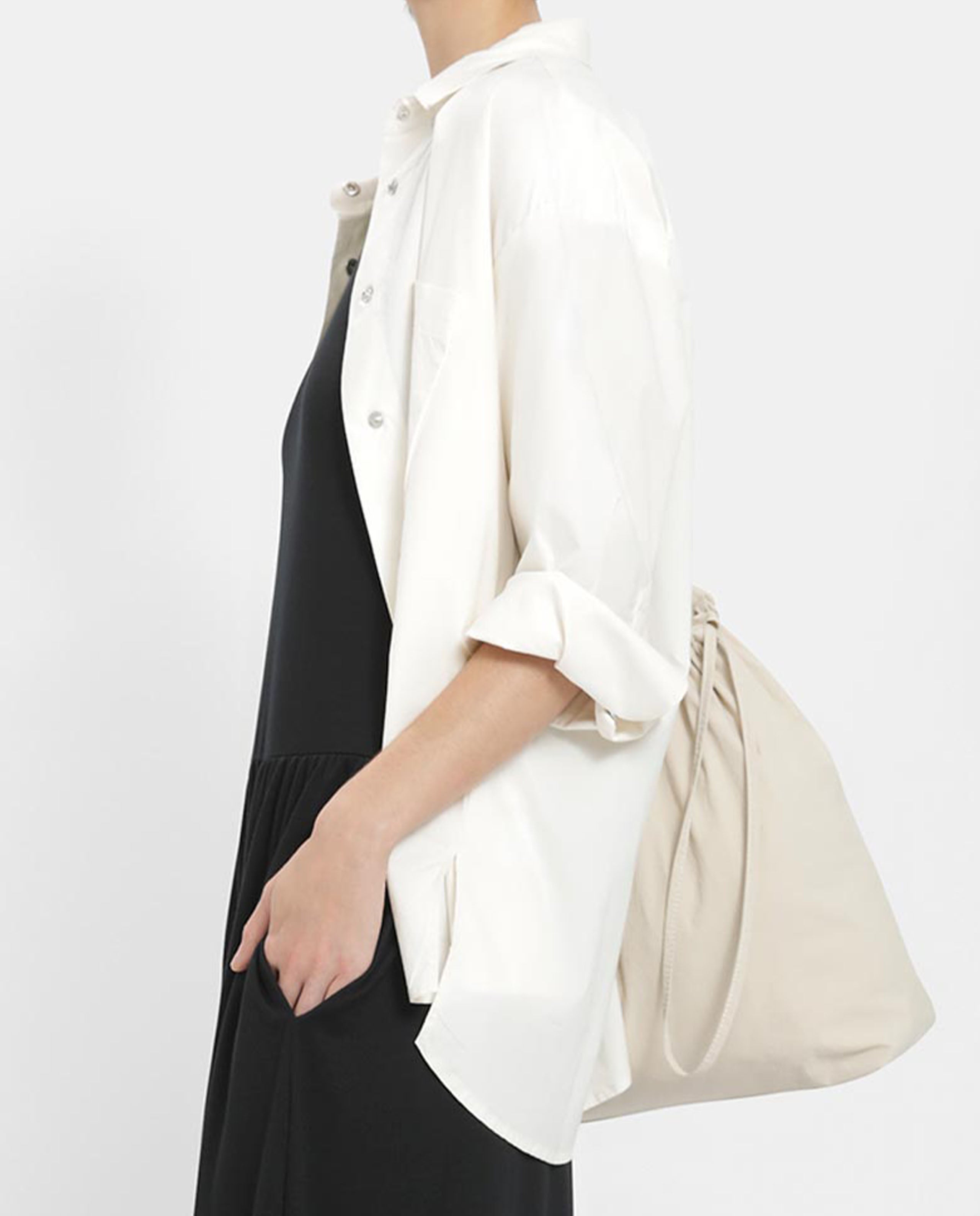 Marché Commun Chemise oversize en coton bio blanc cassé loreak mendian