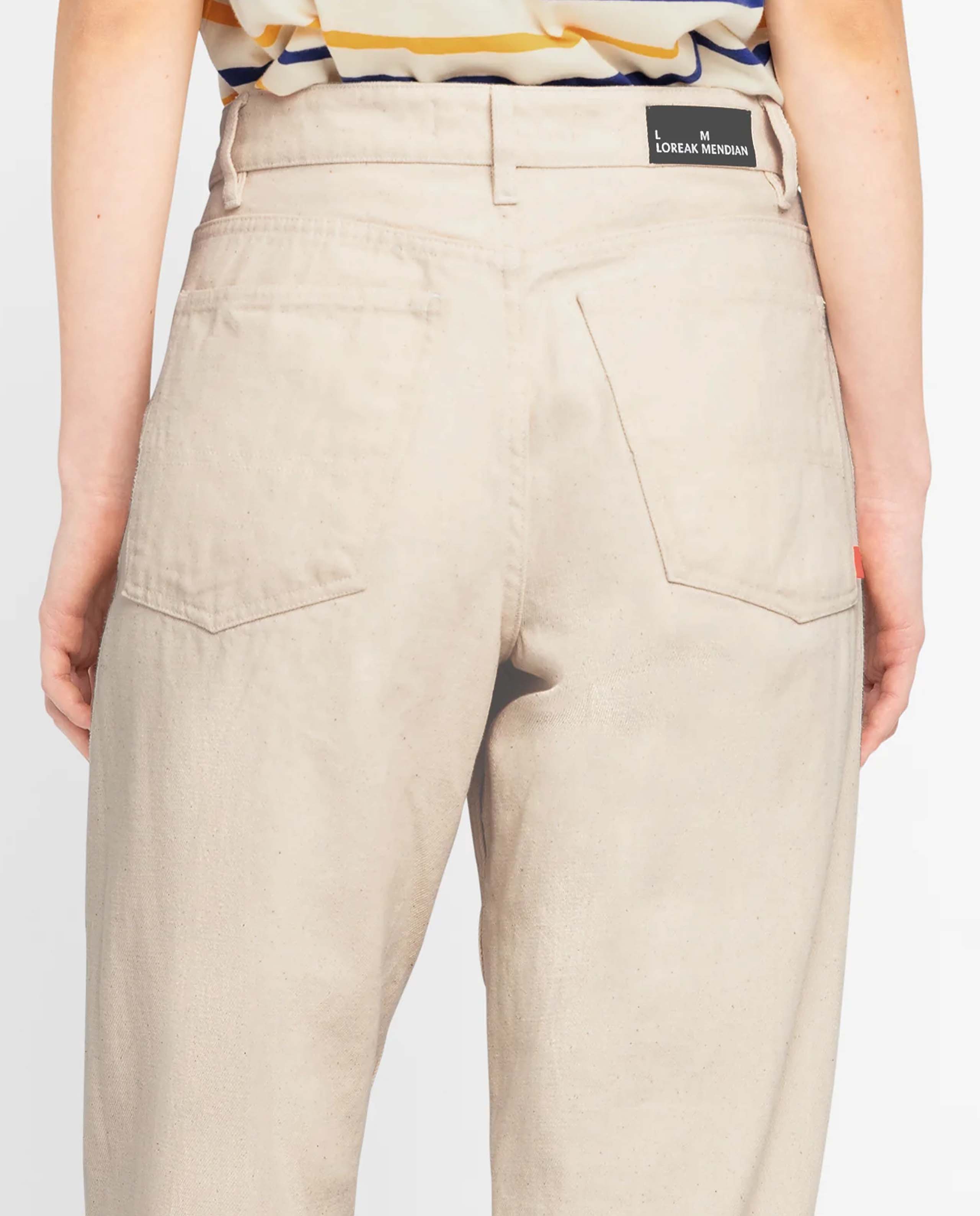 Marché Commun pantalon en coton bio écru Loreak Mendian