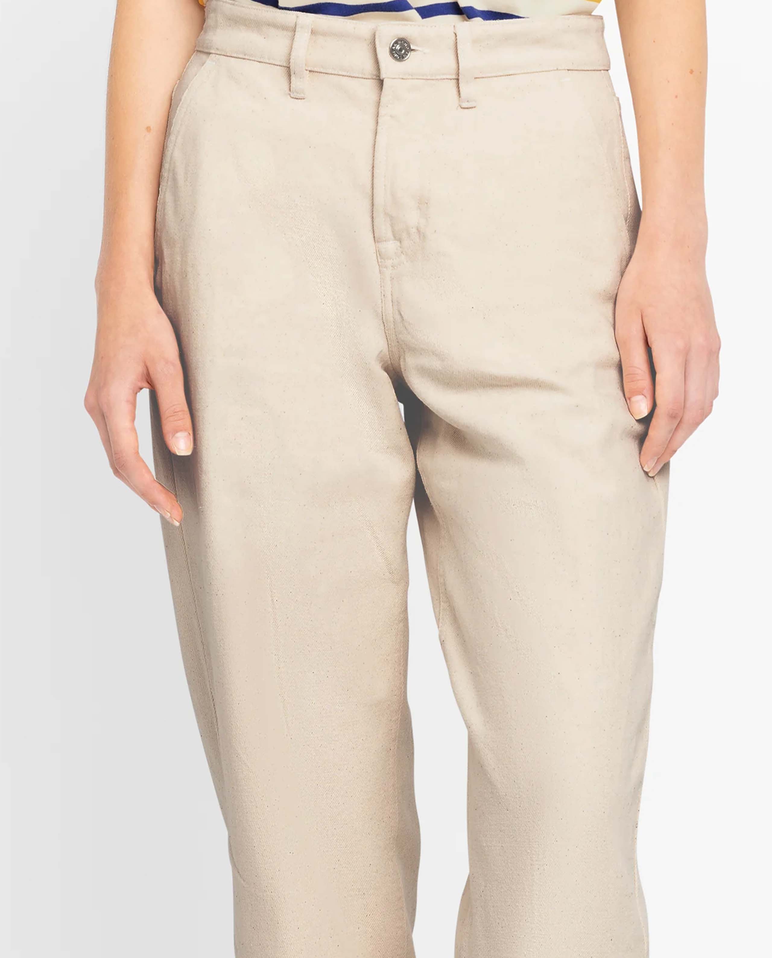 Marché Commun pantalon en coton bio écru Loreak Mendian