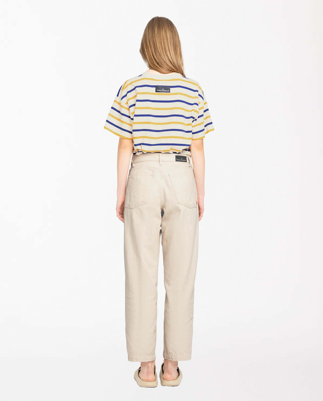 Marché Commun pantalon en coton bio écru Loreak Mendian