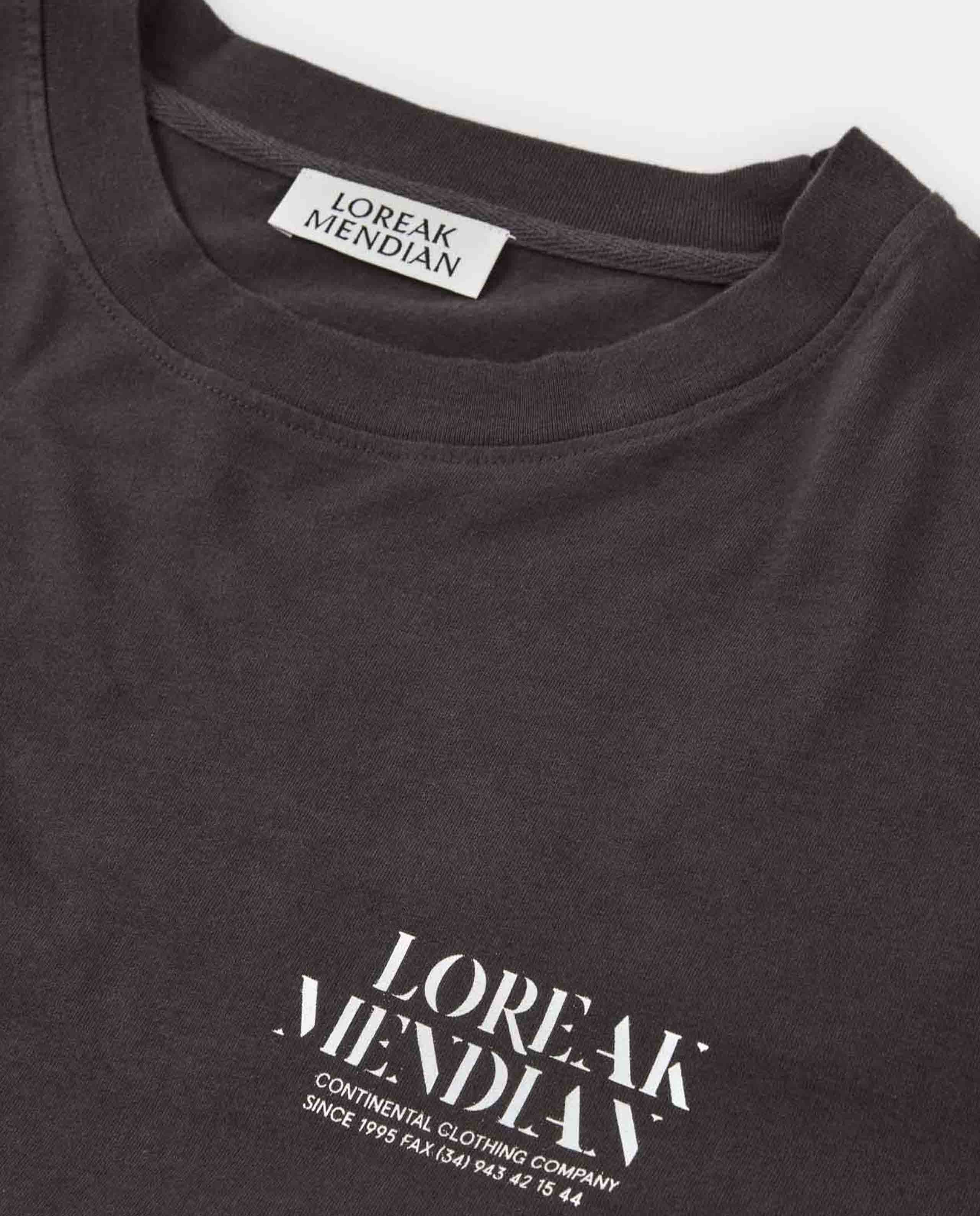 Marché Commun T-shirt en coton bio dark chocolate imprimé fleurs Loreak Mendian