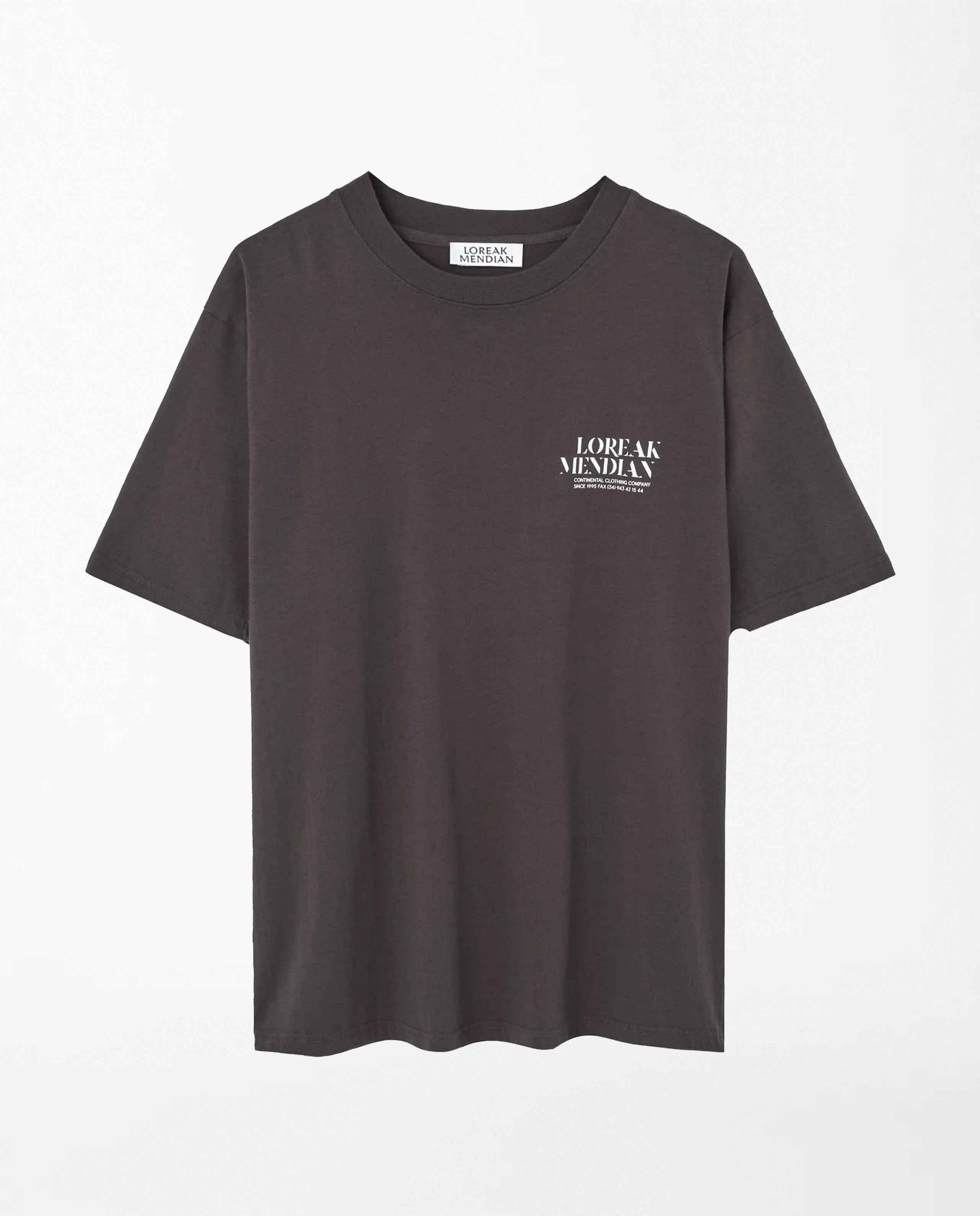 Marché Commun T-shirt en coton bio dark chocolate imprimé fleurs Loreak Mendian