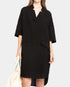 Marché Commun Robe gaufrée en coton bio noir Loreak Mendian