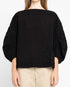 Marché Commun Blouse gaufrée en coton bio noire Loreak Mendian