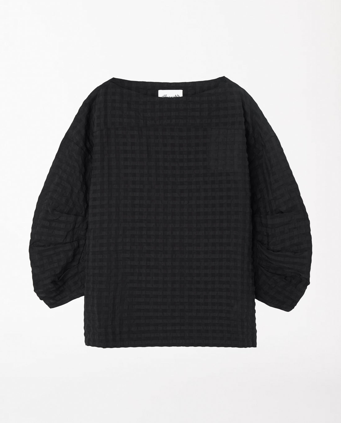 Marché Commun Blouse gaufrée en coton bio noire Loreak Mendian