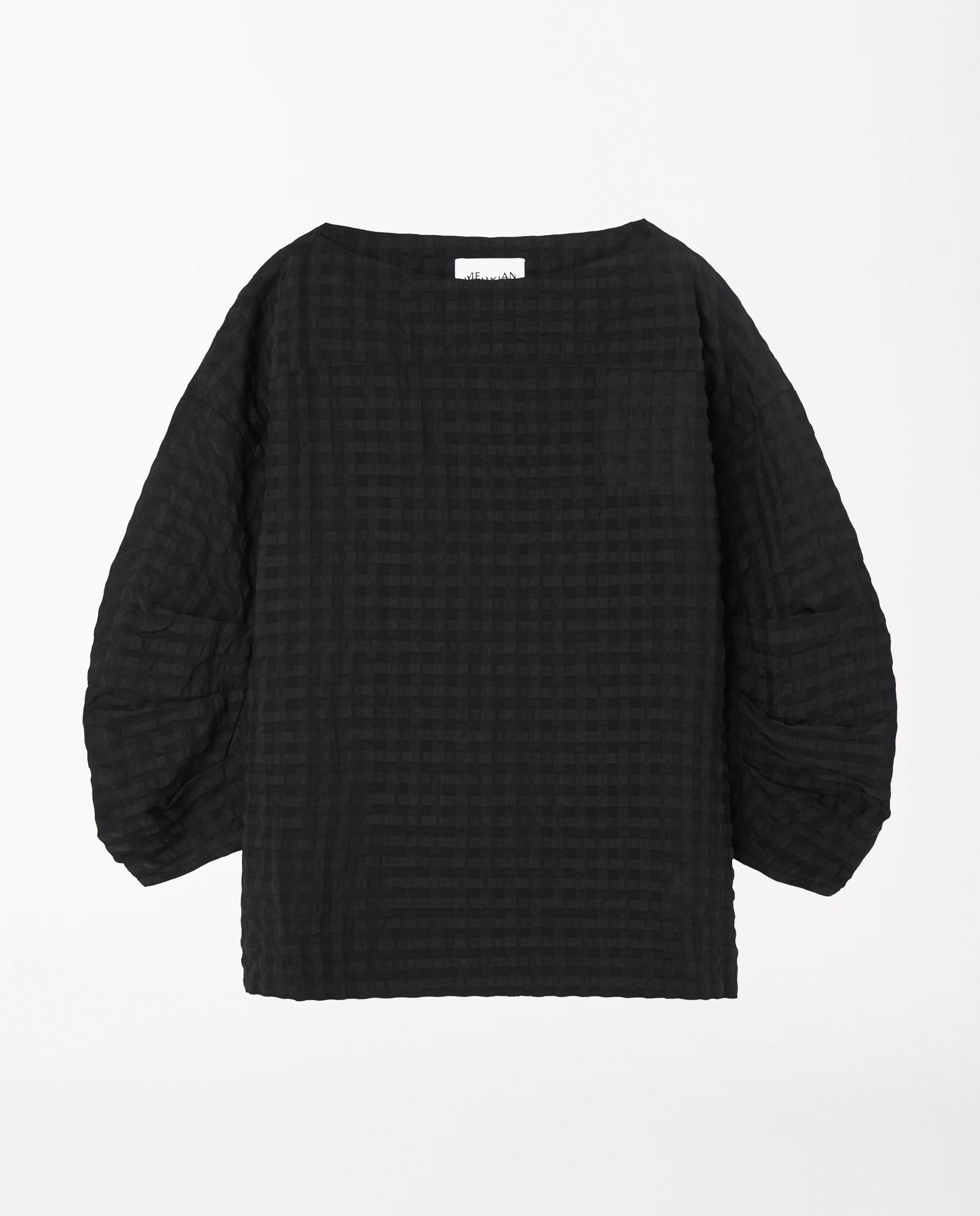 Marché Commun Blouse gaufrée en coton bio noire Loreak Mendian