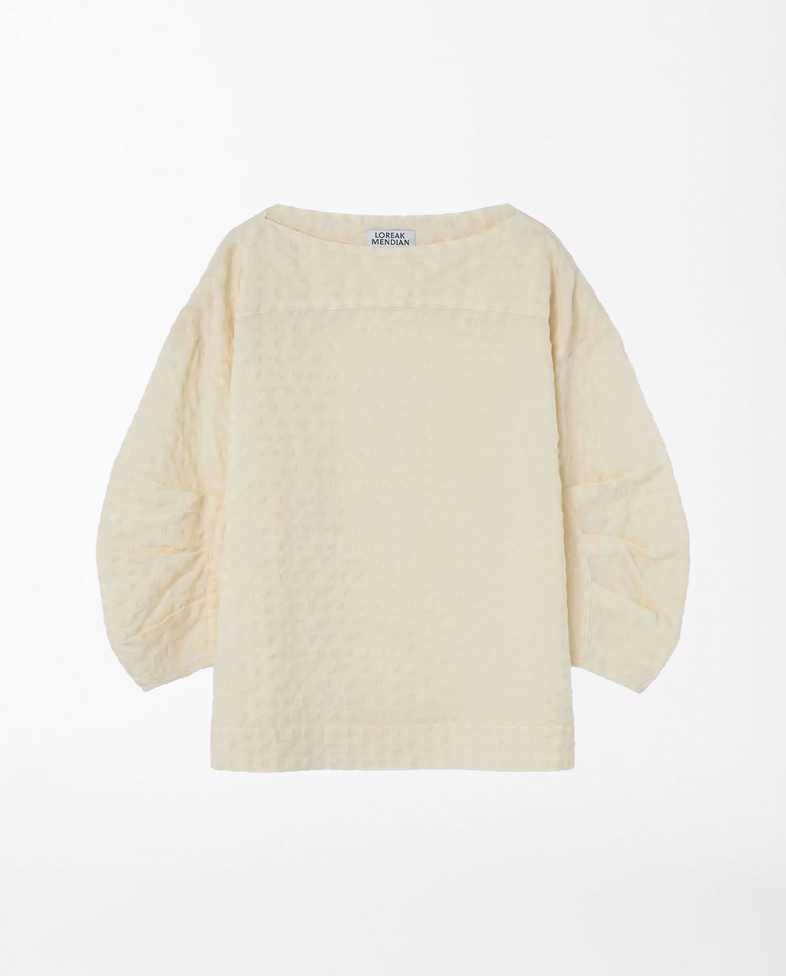 Marché Commun Blouse en coton bio gaufrée écru Loreak Mendian