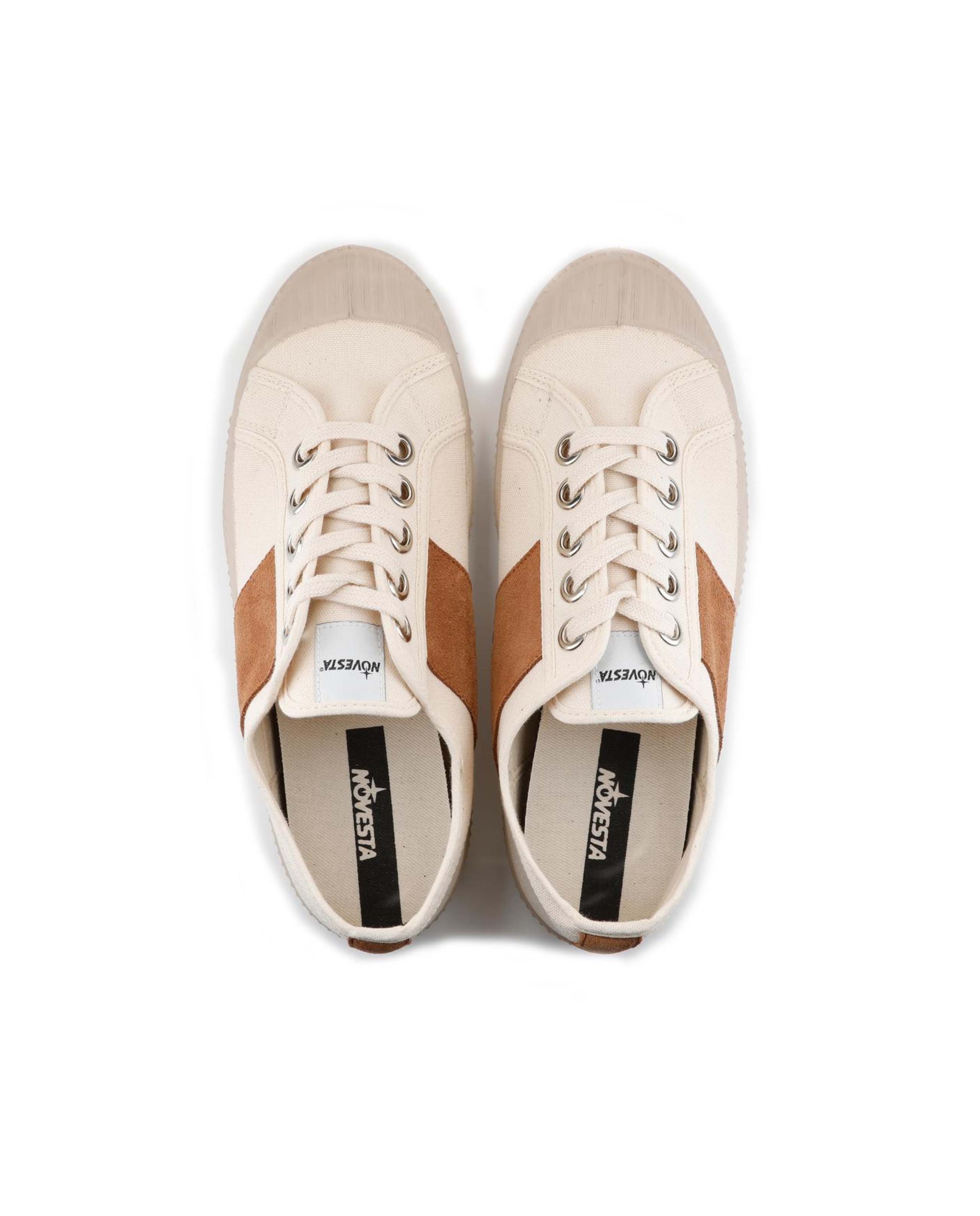 Marché Commun Novesta Basket beige avec bande marron en daim