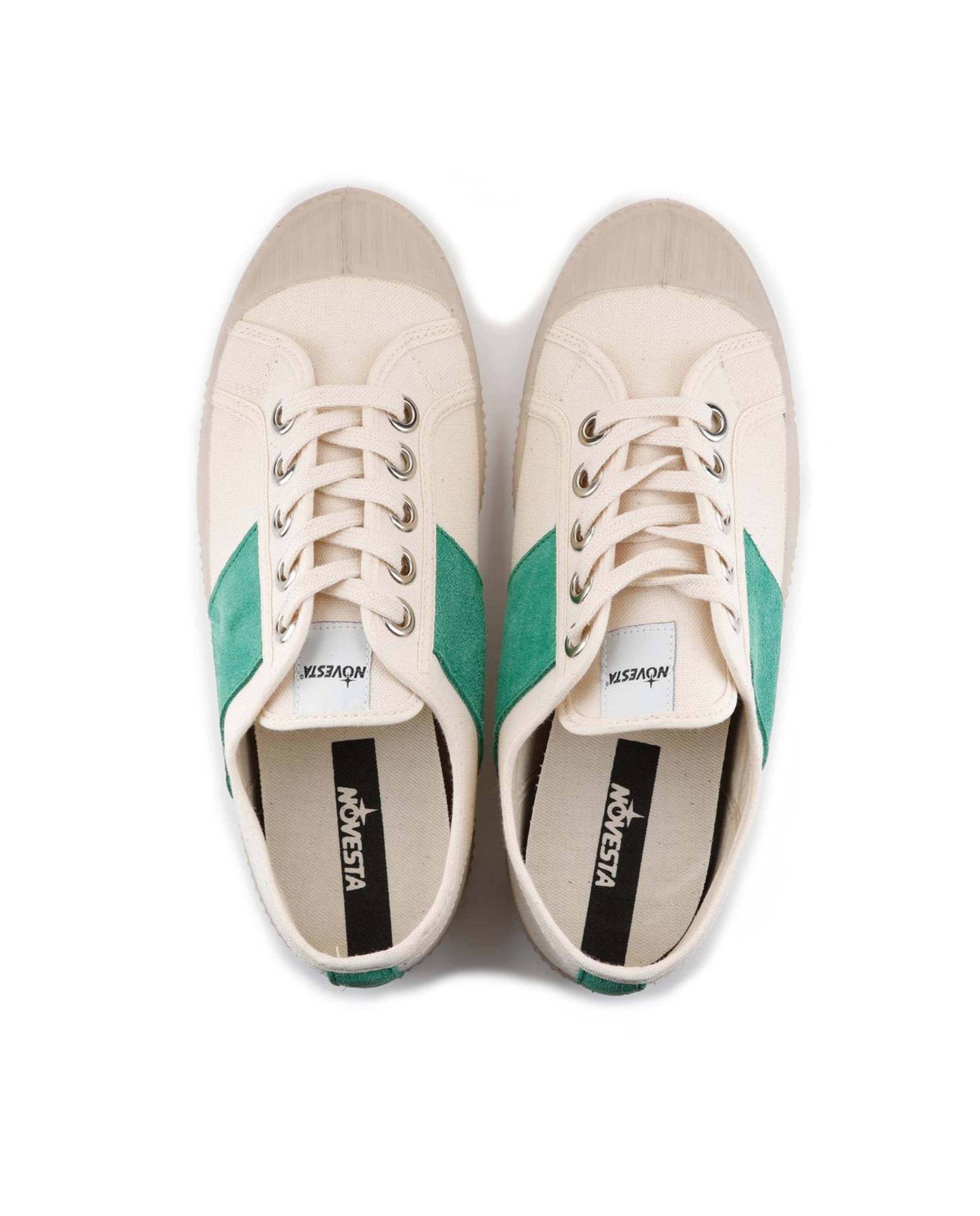 Marché Commun Novesta Basket beige avec bande en daim verte