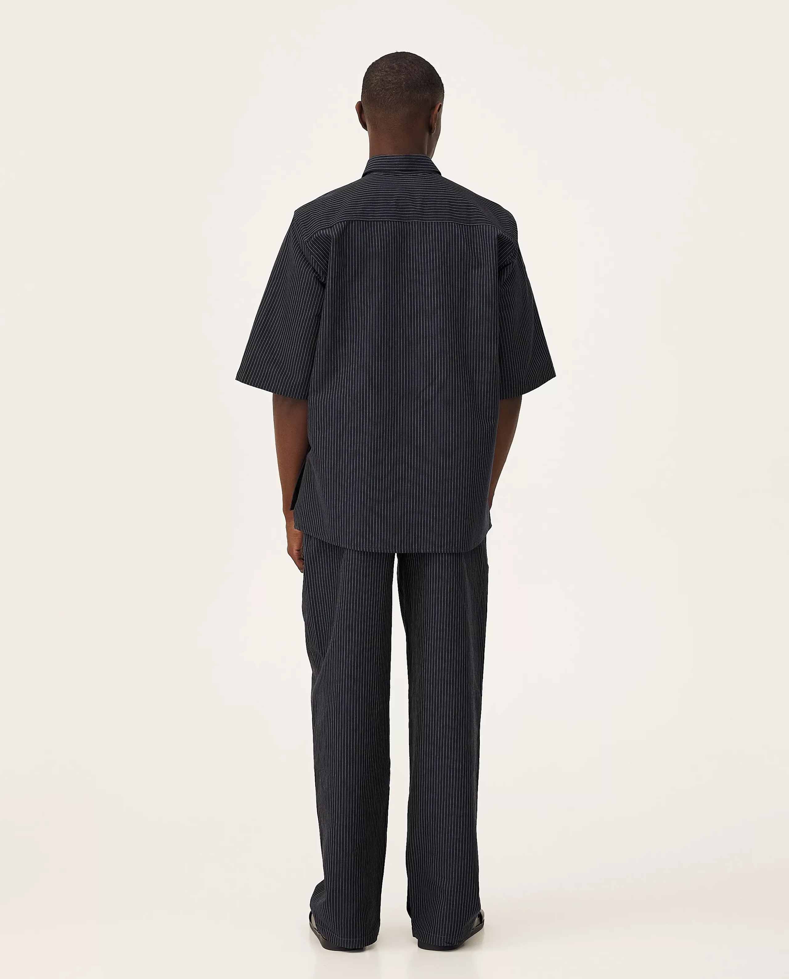 marché commun chemisette en coton bio rayée bleu nuit noyoco