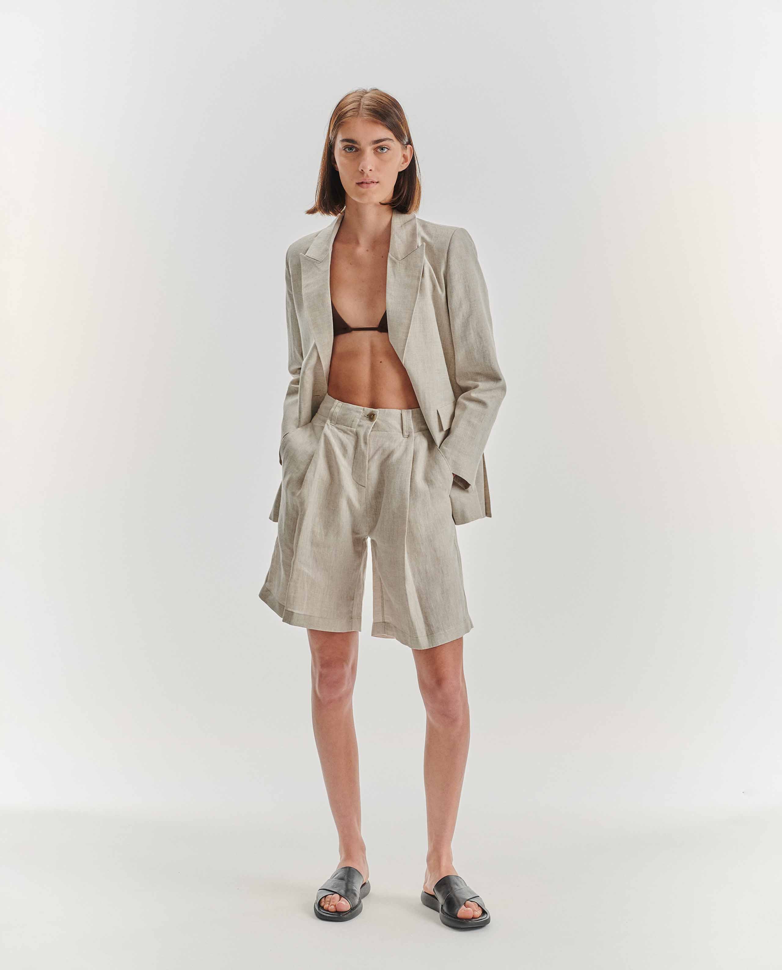 Marché Commun Blazer en lin naturel noyoco