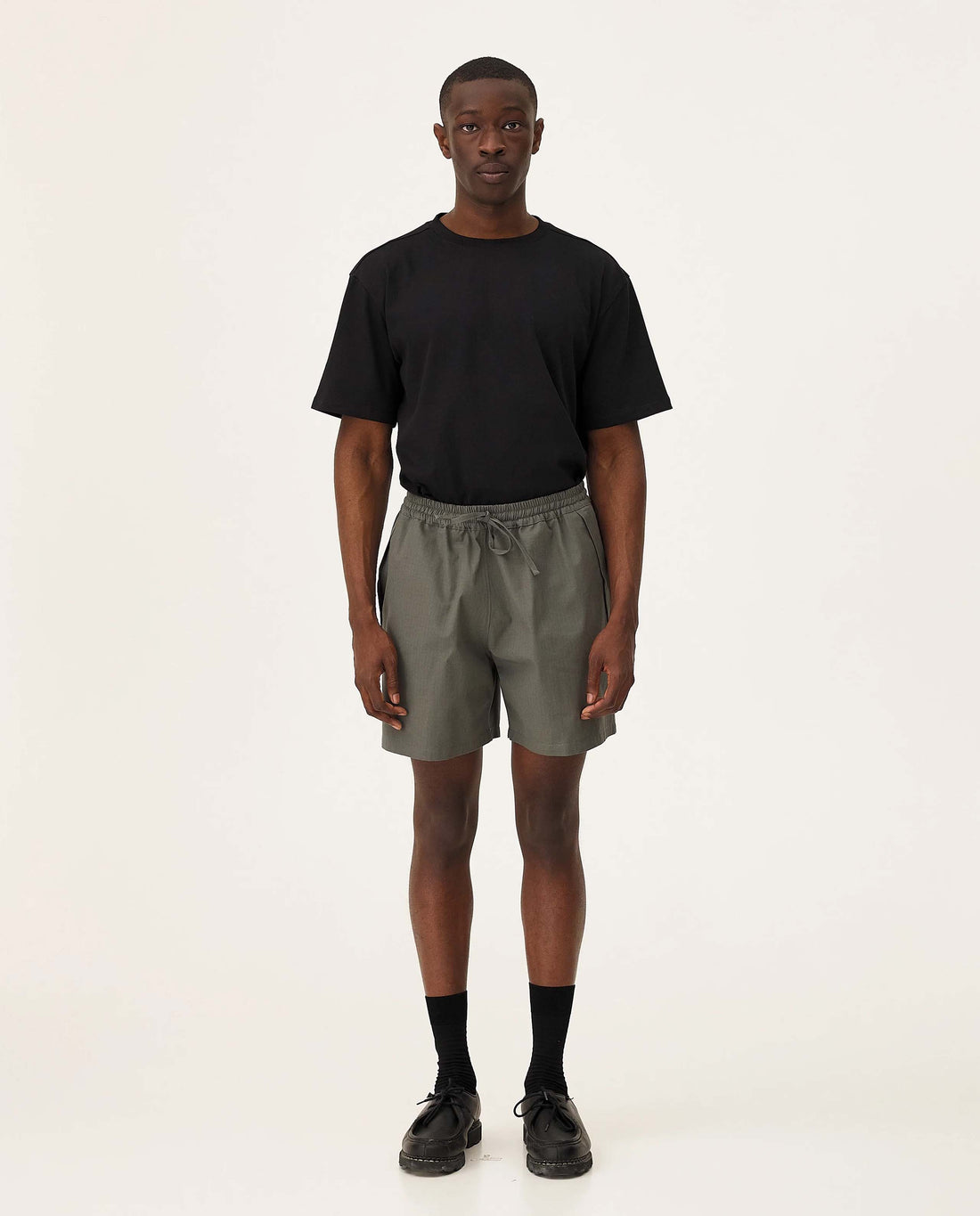 marché commun short élastique en coton bio vert gris noyoco